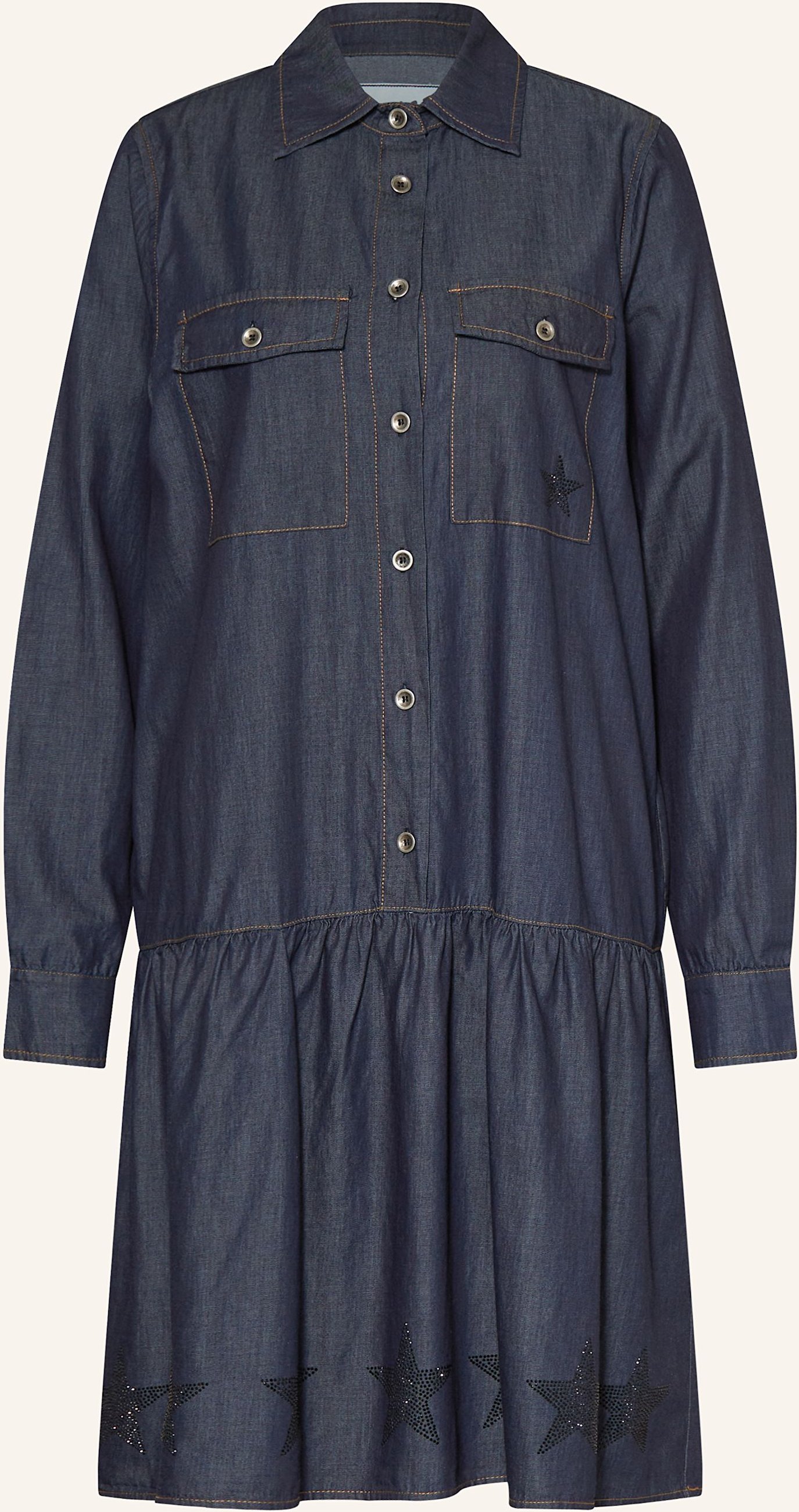 Thumbnail - Grace Hemdblusenkleid In Jeansoptik Mit Schmucksteinen blau