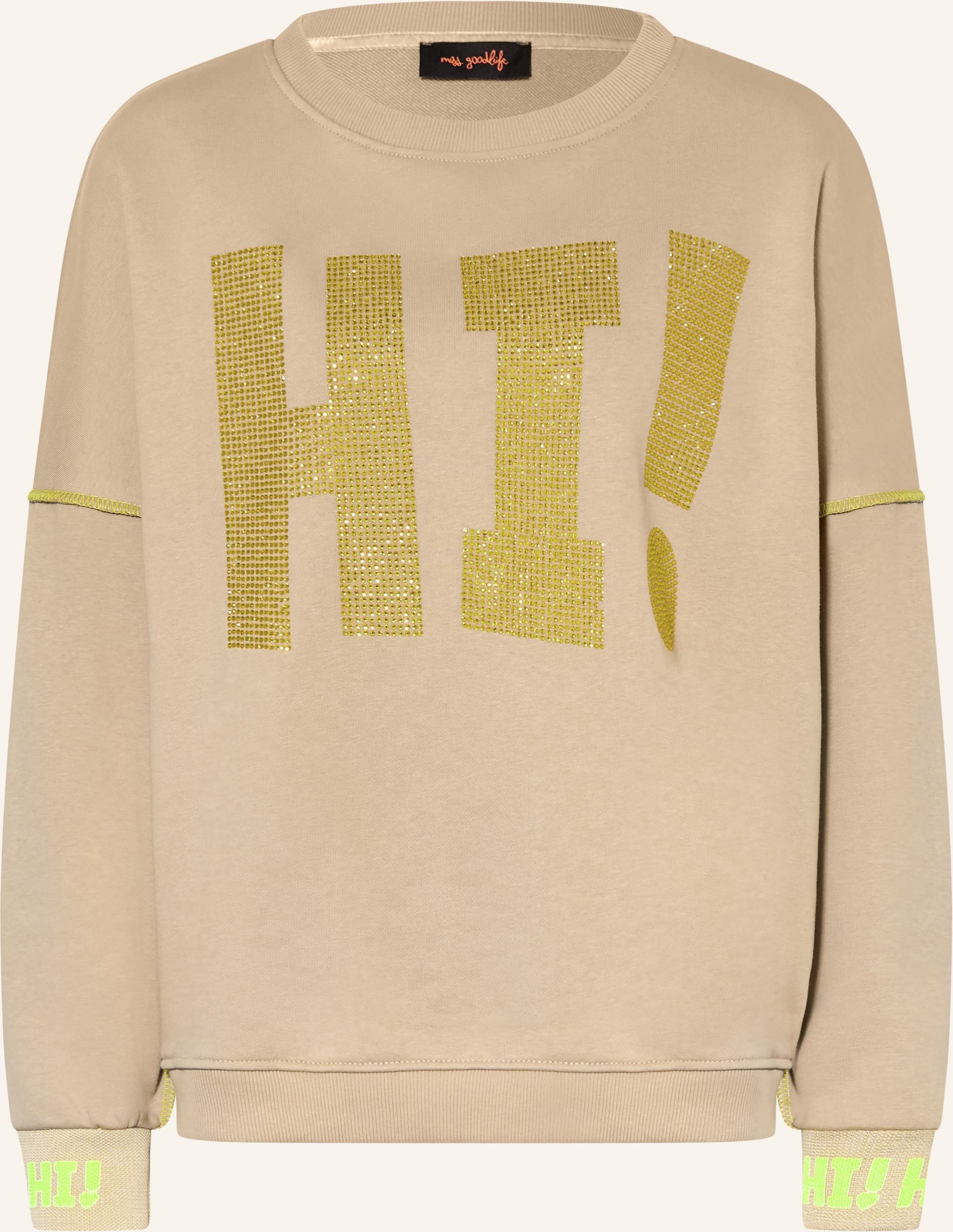 Miss Goodlife Oversized-Sweatshirt Mit Schmucksteinen beige