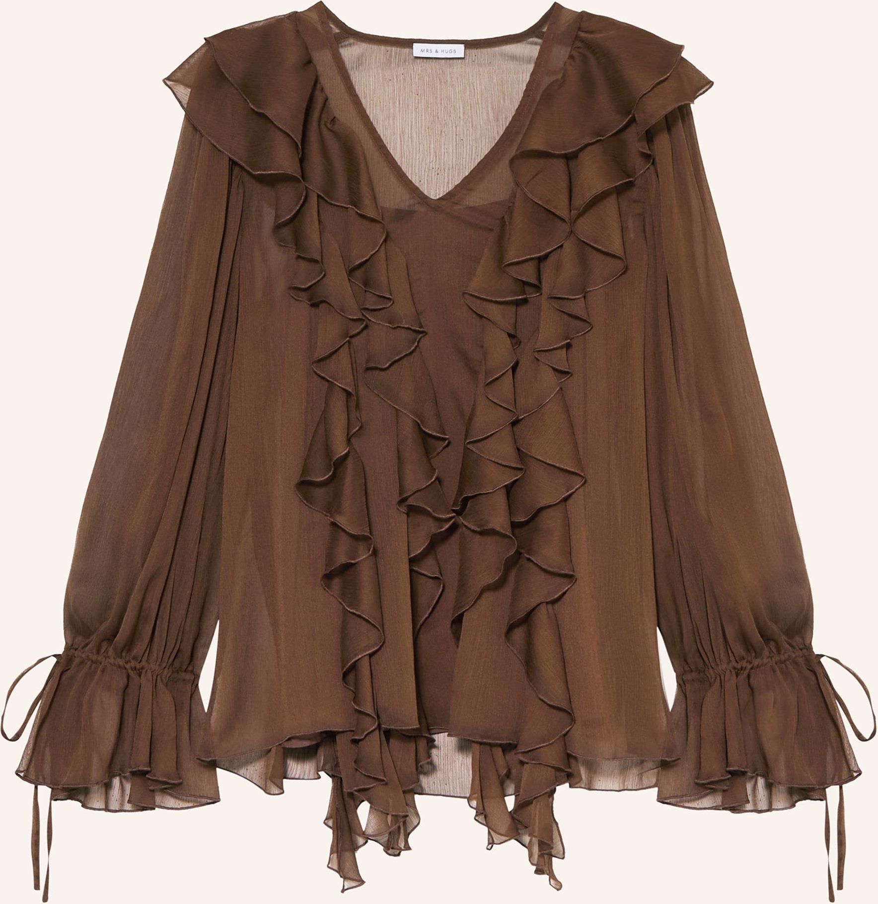Mrs & Hugs Blusenshirt Mit Volants braun