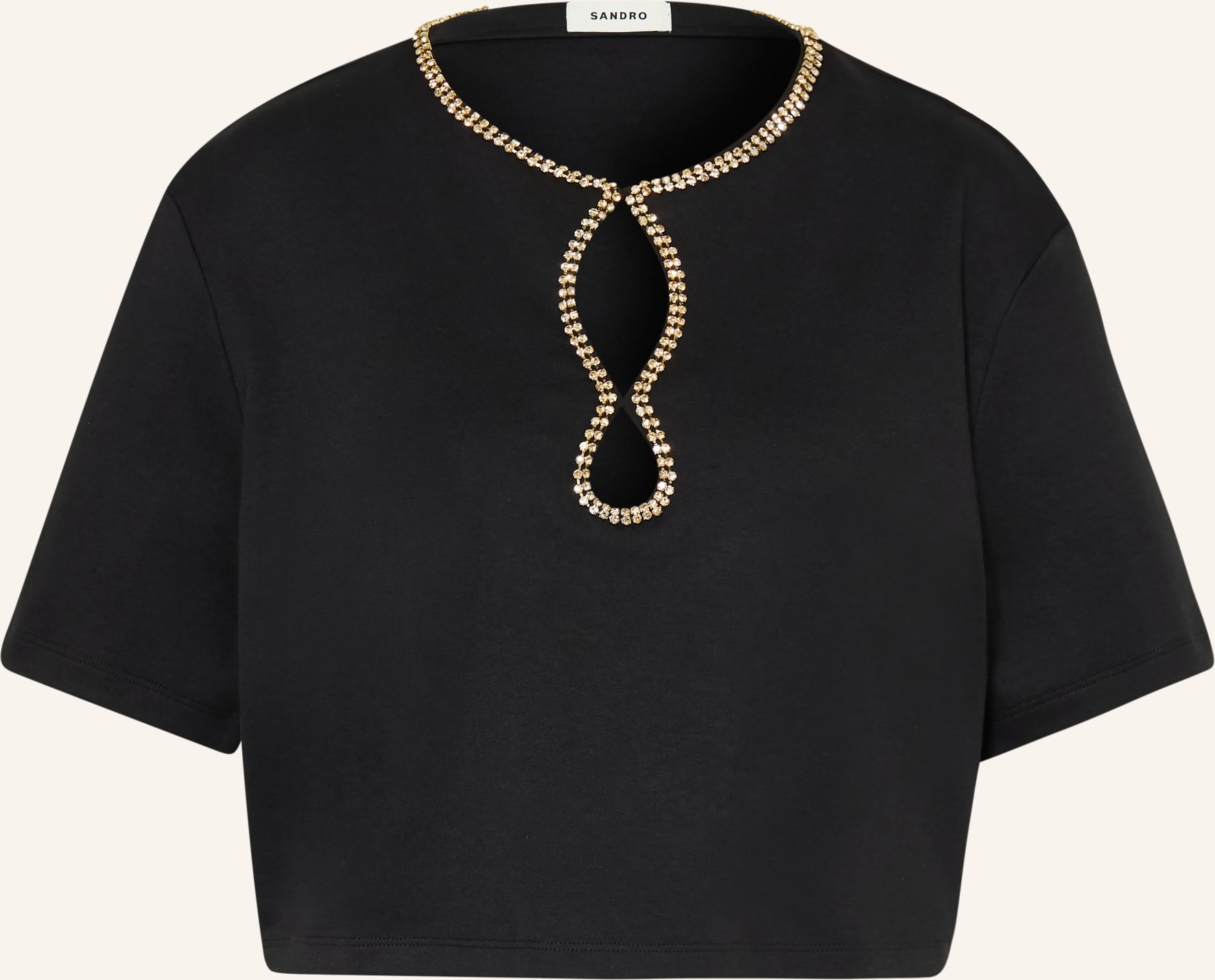 Sandro Cropped-Shirt Mit Schmucksteinen schwarz