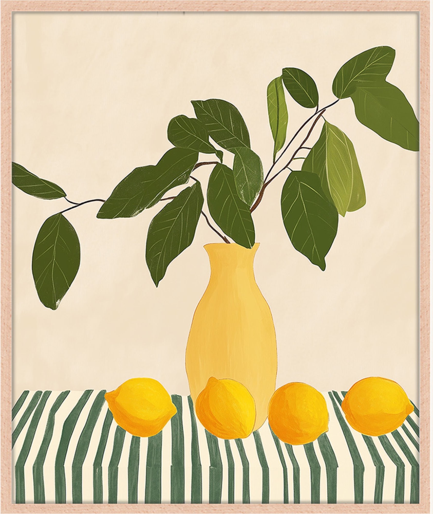 Any Image Wandbild Zitronen & Streifen Mit Rahmen braun