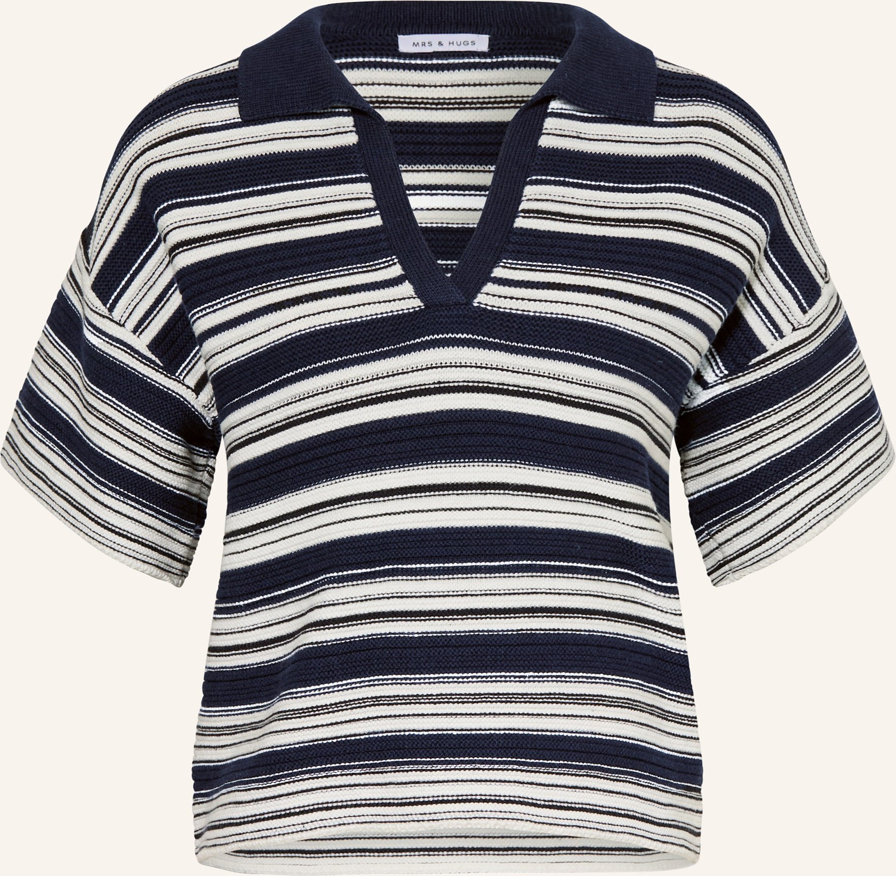 Mrs & Hugs Strick-Poloshirt weiss