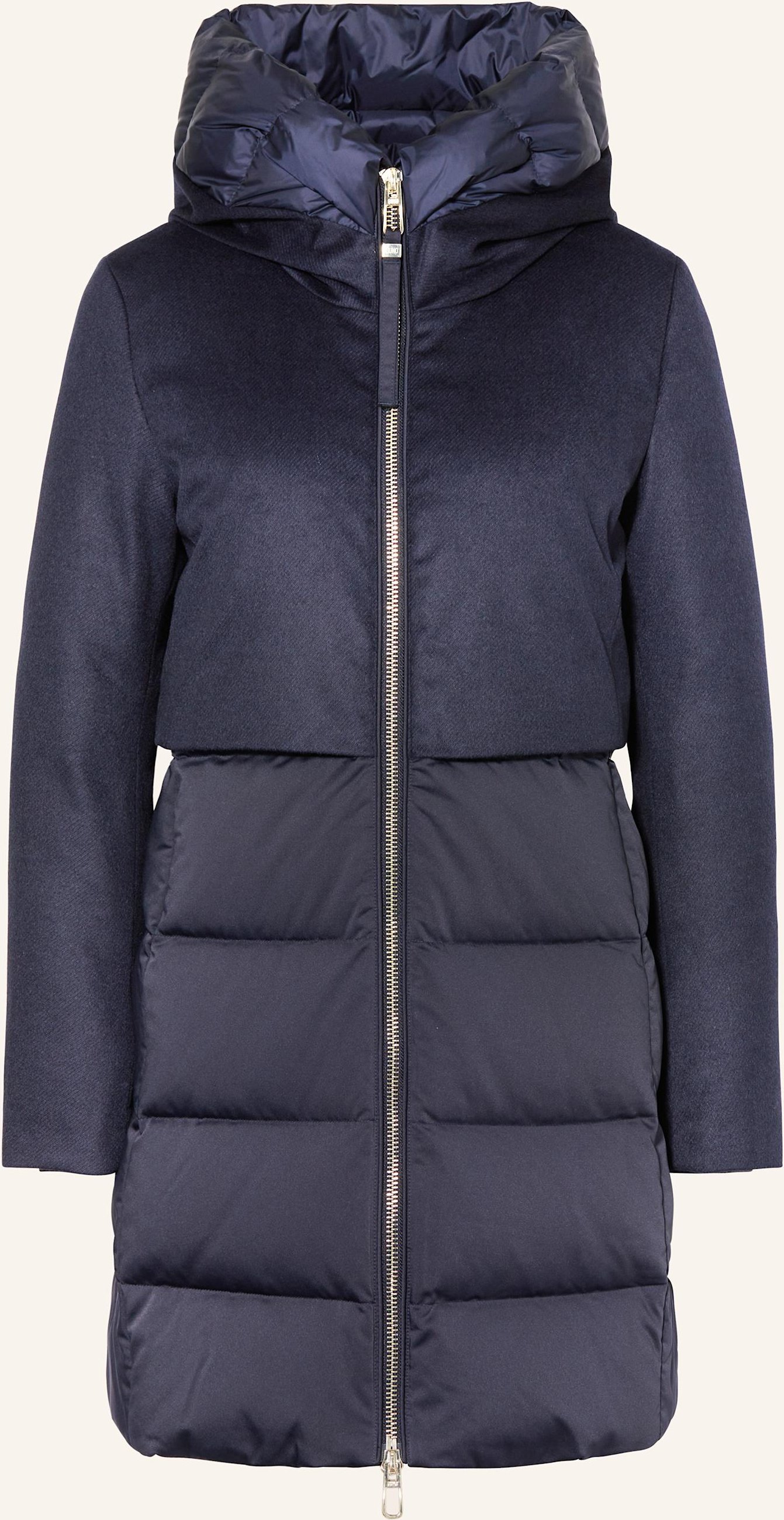 Duno Daunenmantel Ballon X Im Materialmix Mit Abnehmbarer Kapuze blau