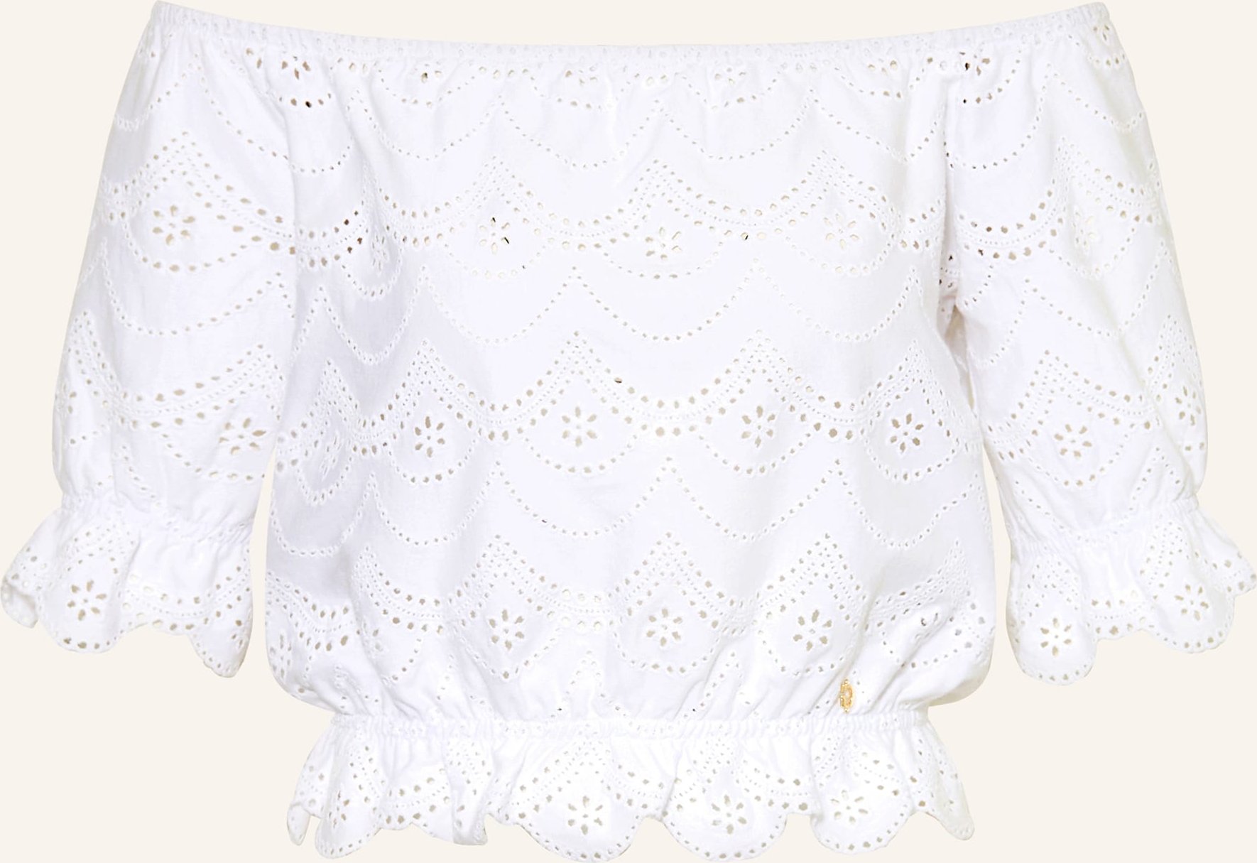 Guess Off-Shoulder-Bluse Aus Lochspitze weiss