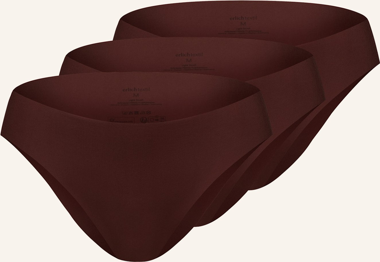 Erlich Textil Erlich Textil 3 Pack Mit Offenen Kanten Brazil Slip Casual Cotton Brazil Slip Im 3er Pack braun