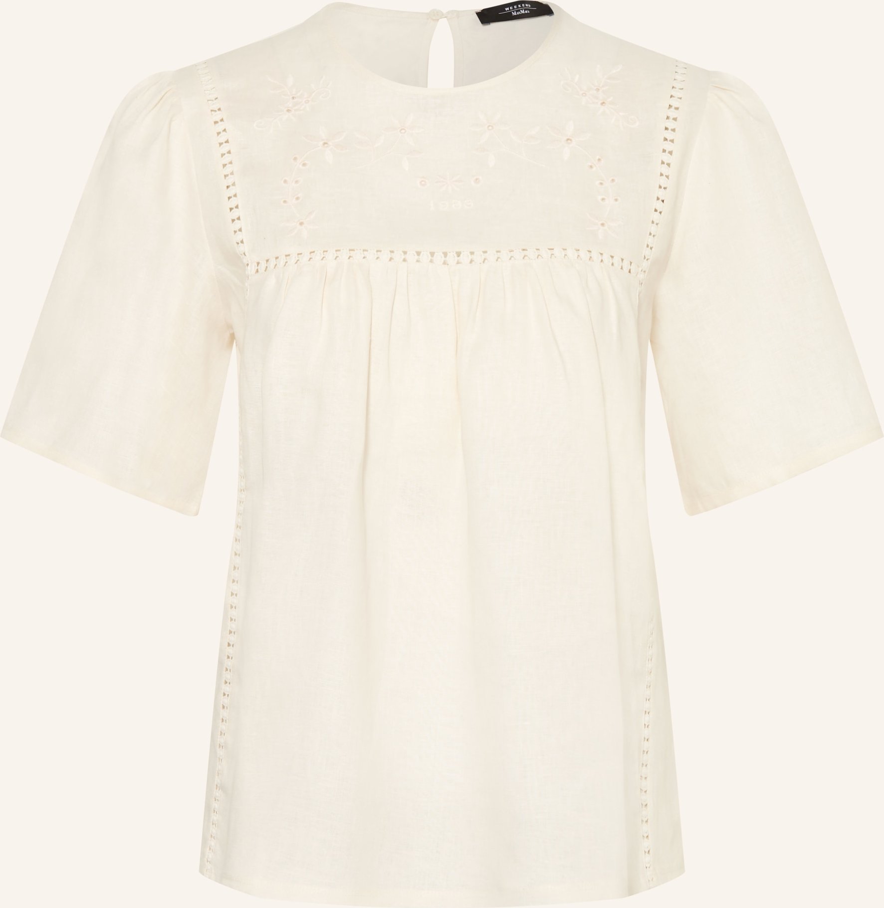 Weekend Max Mara Blusenshirt Bacino Im Materialmix Mit Leinen weiss