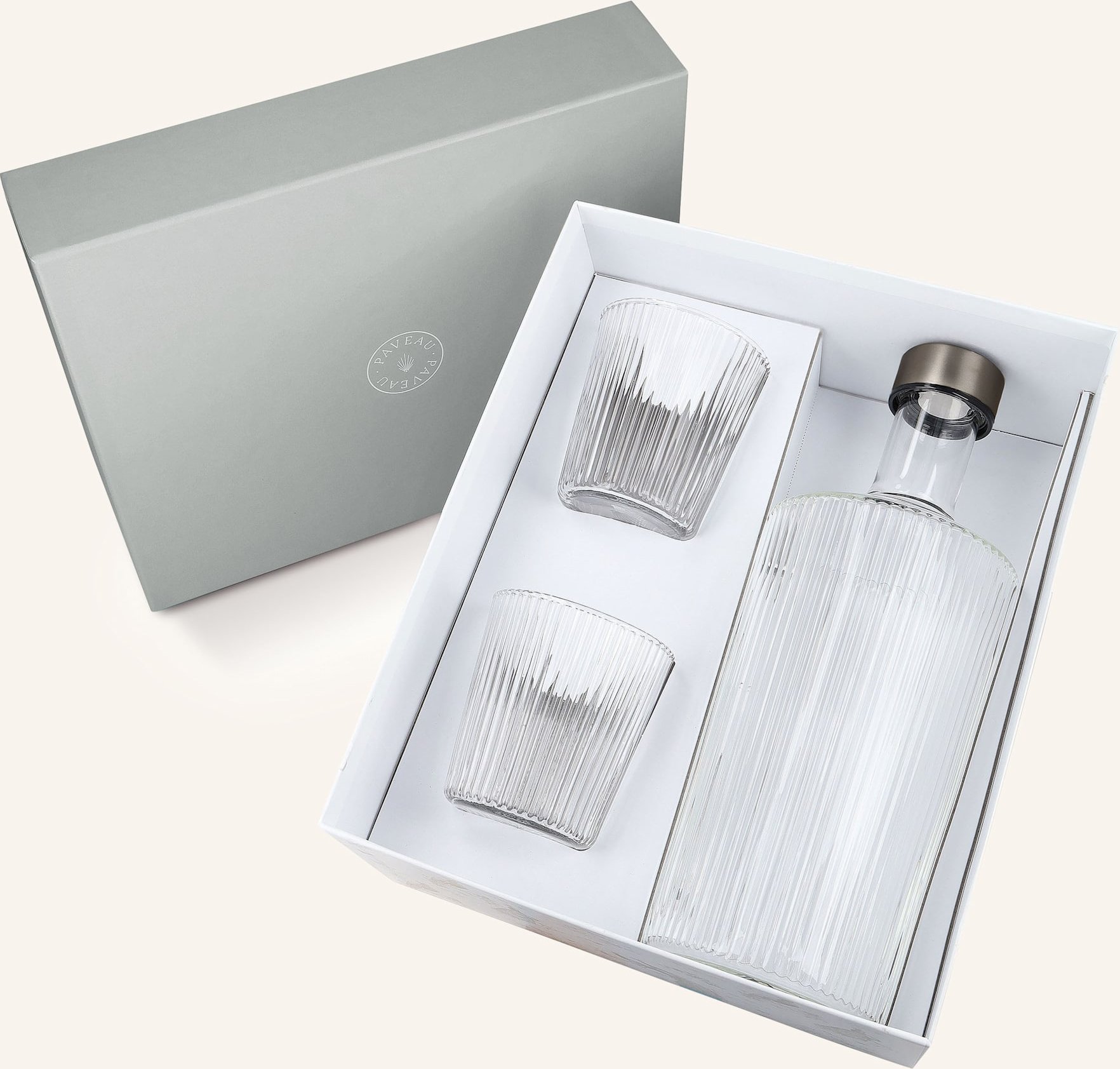 Paveau 3er-Set: Trinkgläser Und Flasche weiss