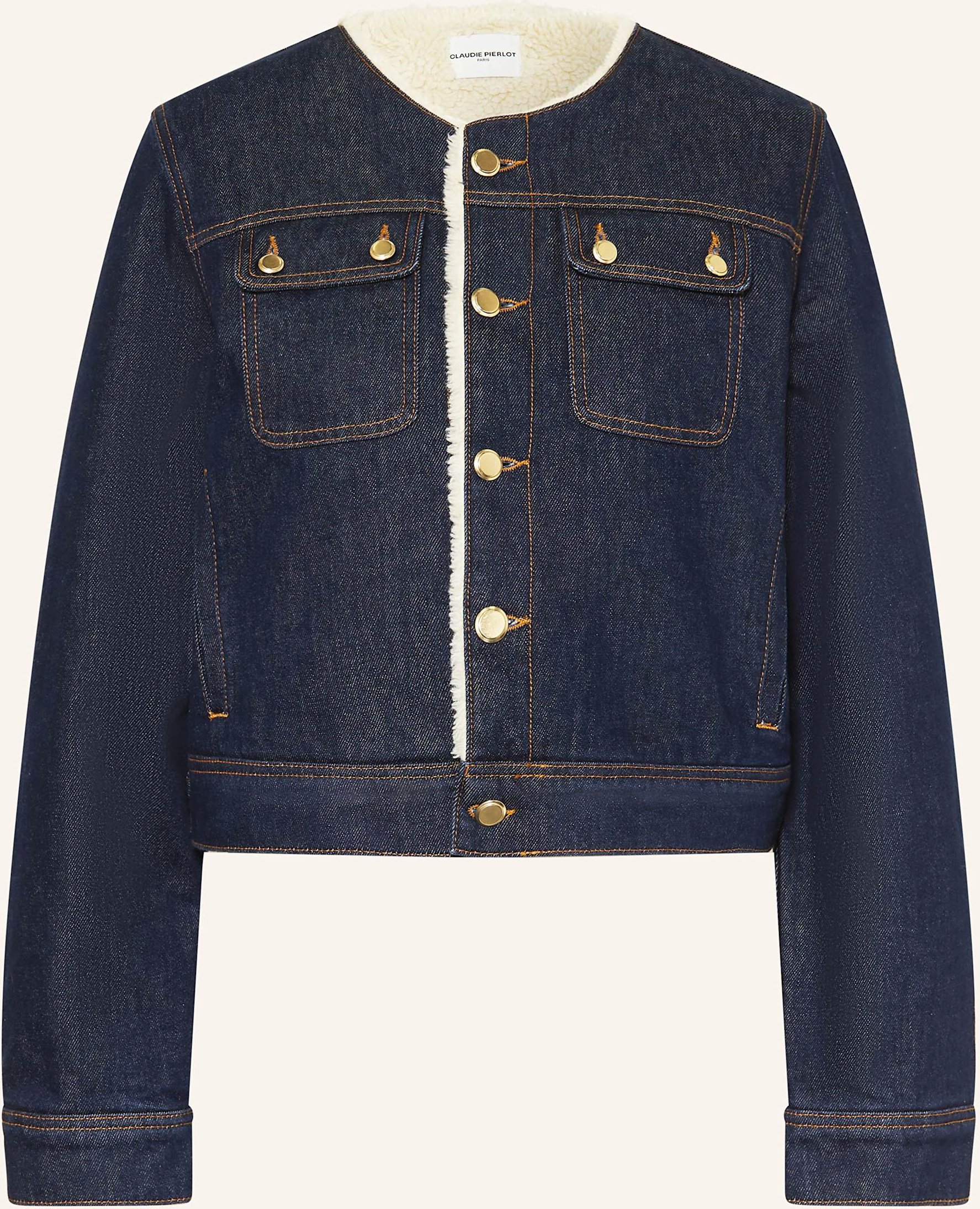 Claudie Pierlot Jeansjacke Mit Kunstfell blau