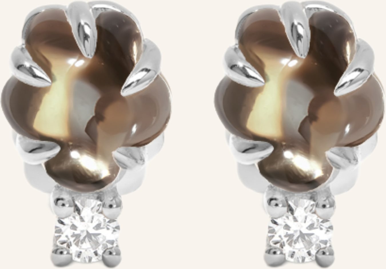 Vieri Ohrstecker Wolke Rauchquarz Brillant silber