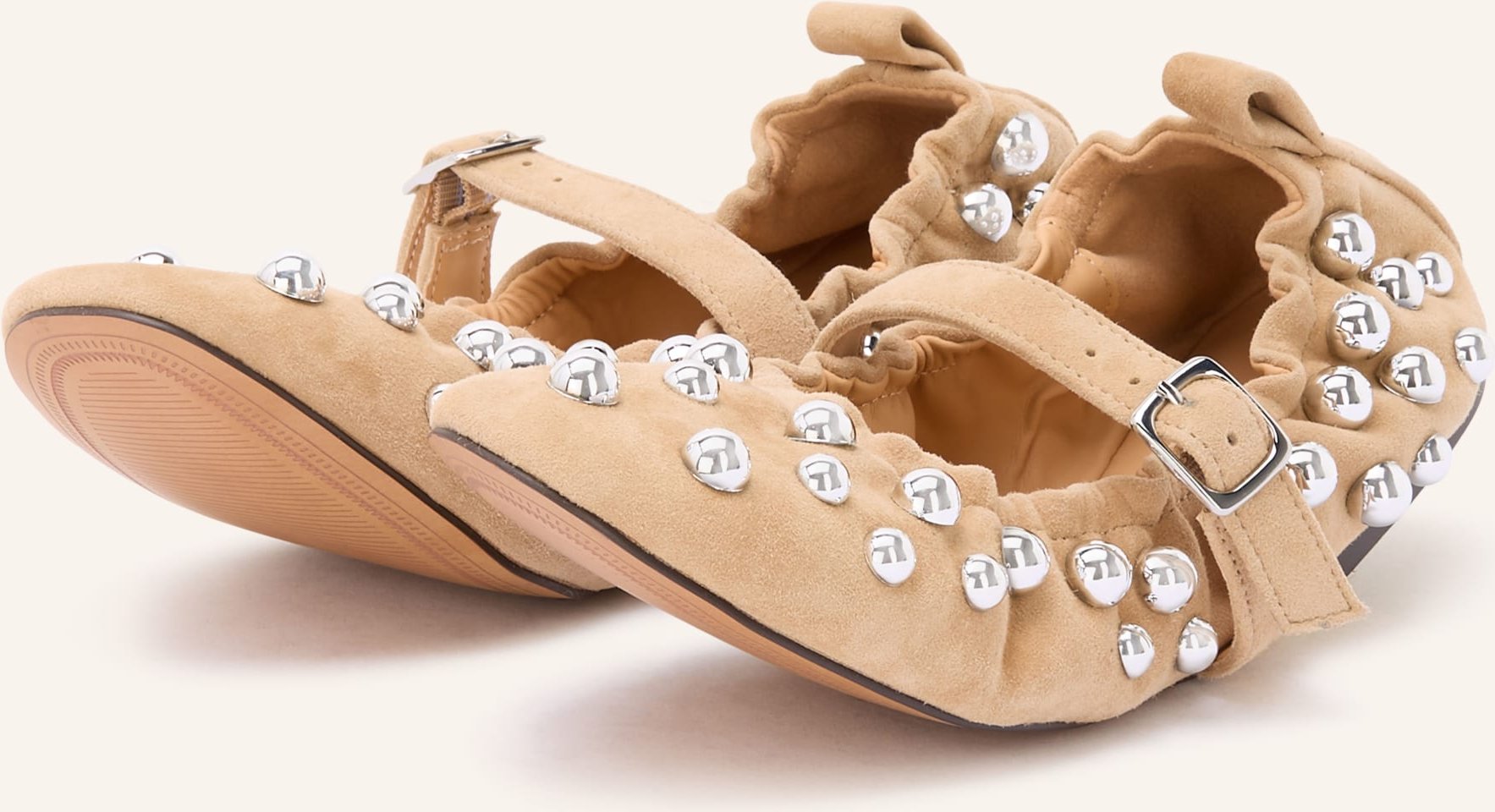 Steve Madden Mary-Jane-Ballerinas Sunrays Mit Nieten beige