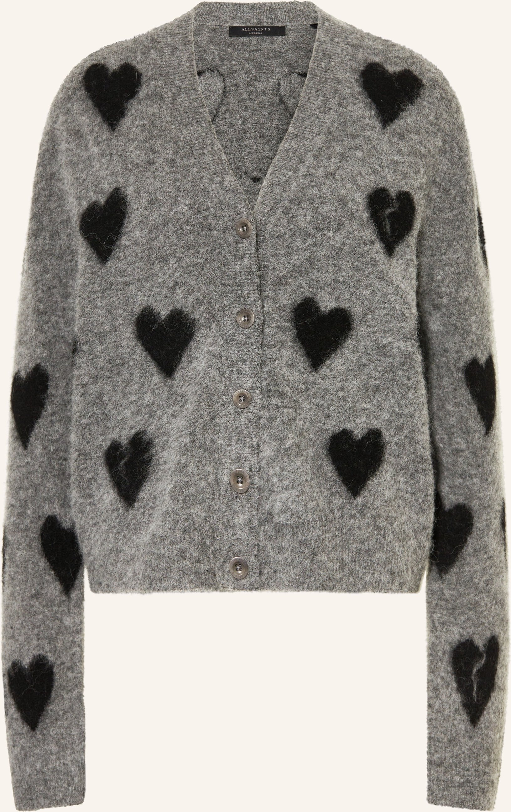 Allsaints Strickjacke Amora Mit Alpaka grau