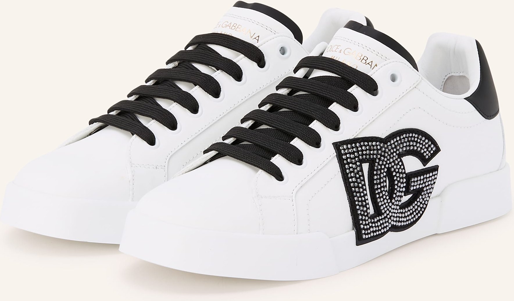 Dolce & Gabbana Sneaker Portofino Light Strobel Mit Schmucksteinen weiss
