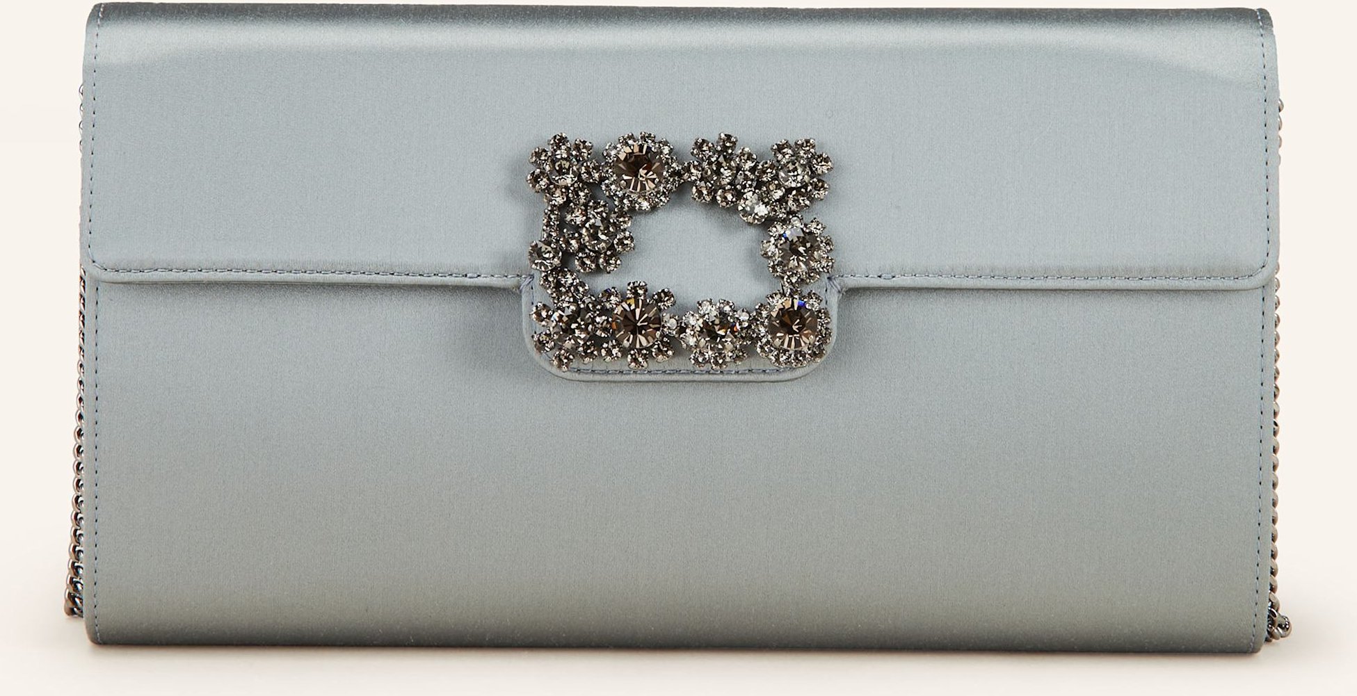 Roger Vivier Clutch Mit Schmucksteinen grau