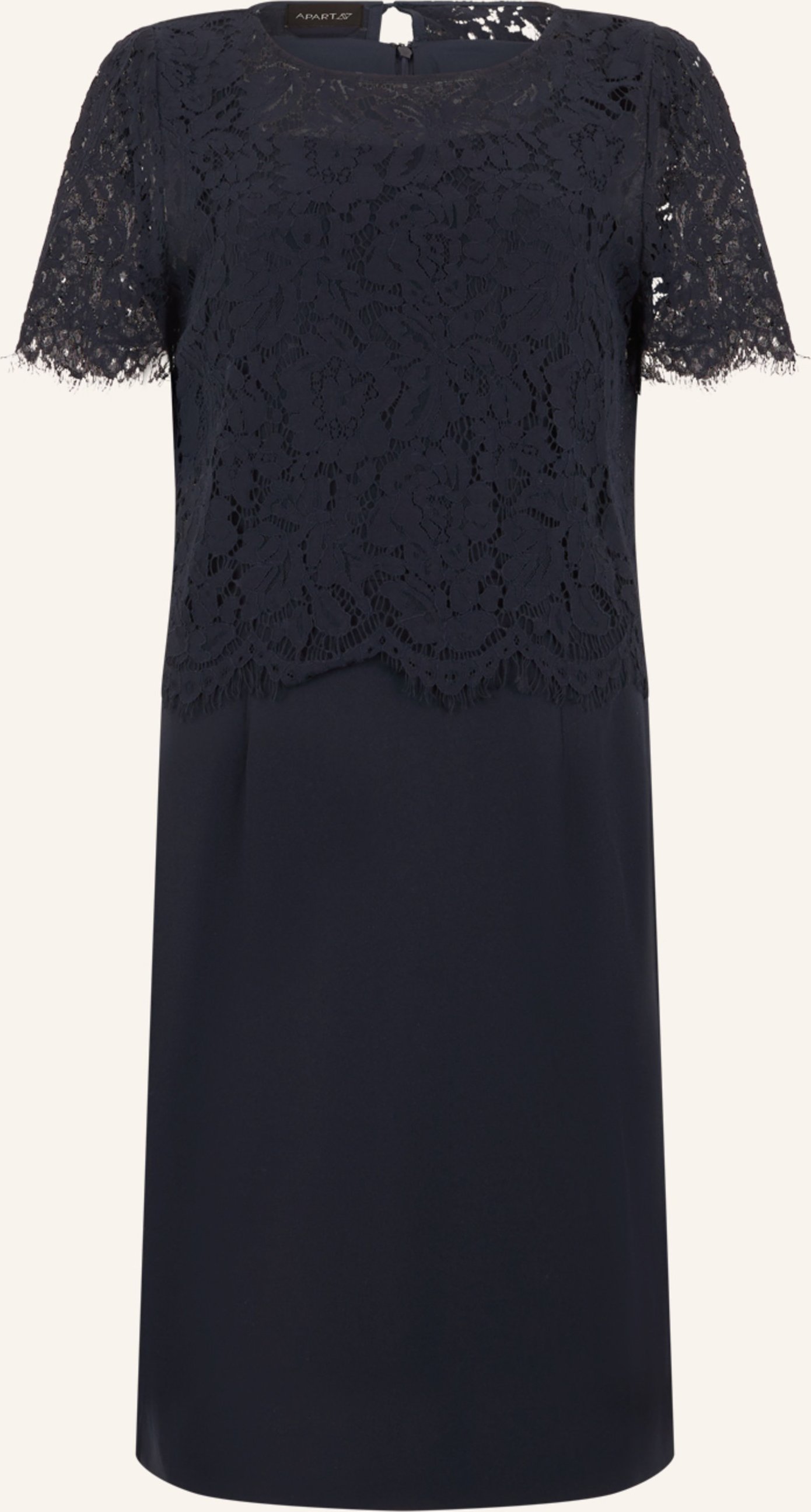 Apart Etuikleid Mit Spitzenjäckchen blau