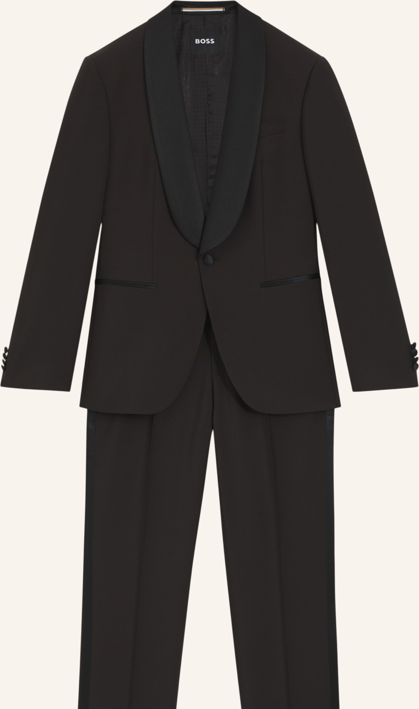 Boss Business Anzug H-Huge-2pcs-Tuxs-254 Slim Fit braun