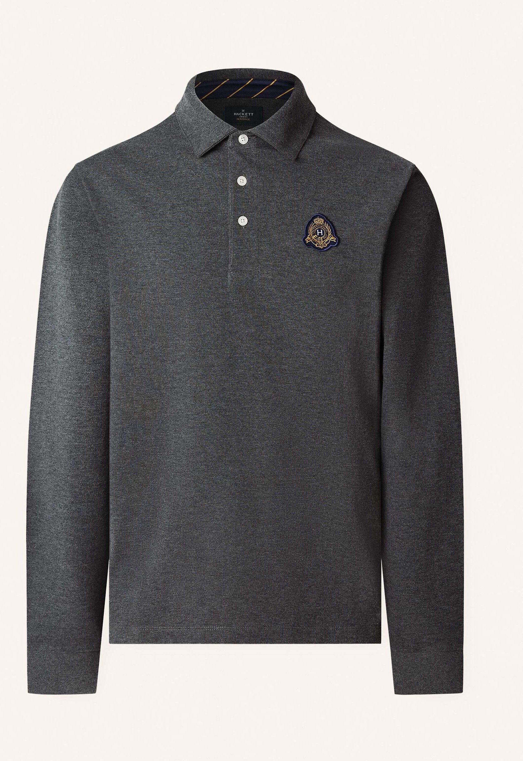 Hackett London Poloshirt Heritage Crest Lgo Ls grau