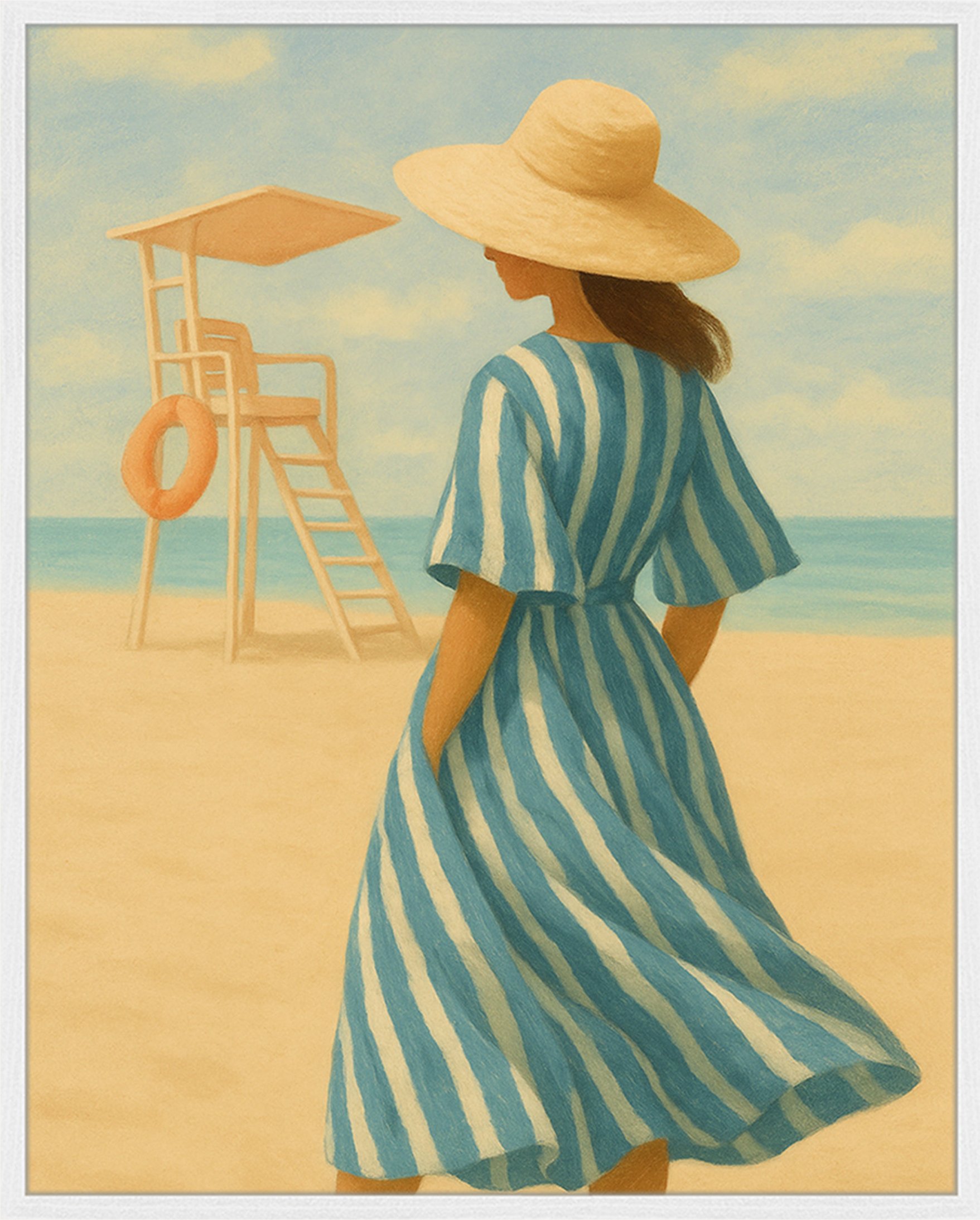 Any Image Wandbild Streifenwind Mit Rahmen weiss