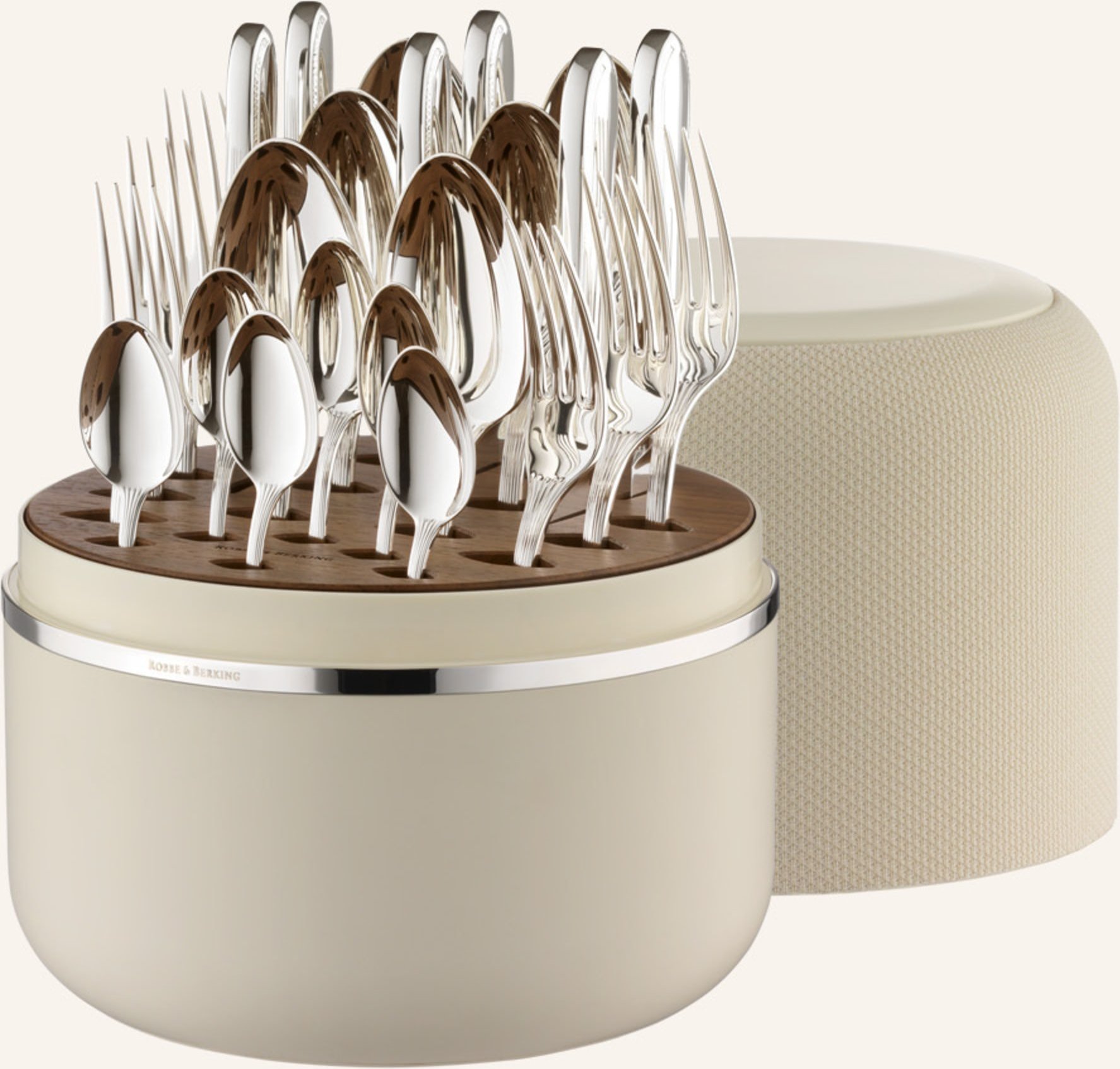 Robbe & Berking 24-Tlg. Besteckset The Box Creme Belvedere (150g Massiv Versilbert) silber