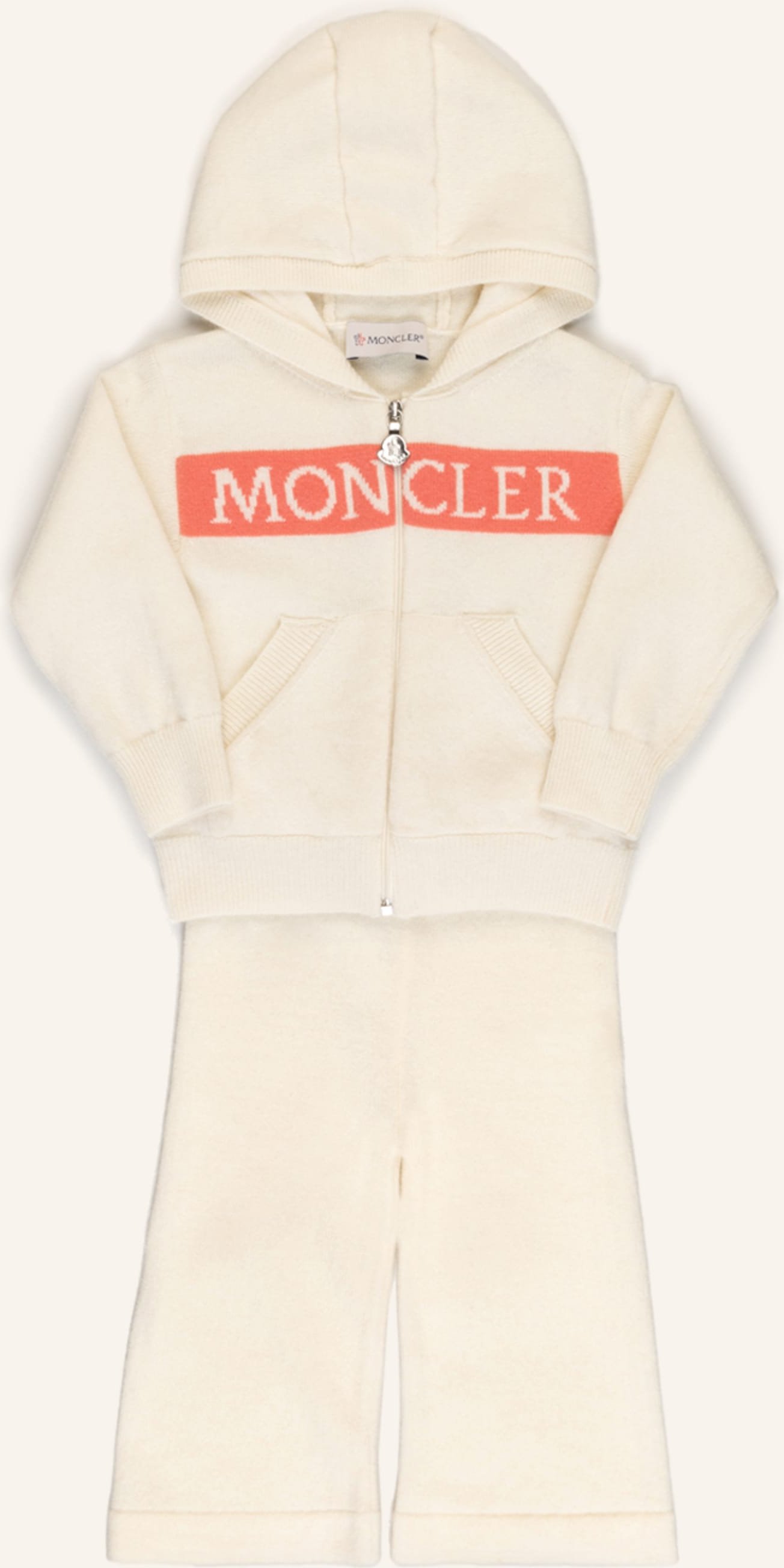 Moncler Enfant Set: Strick-Hoodie Und Hose beige