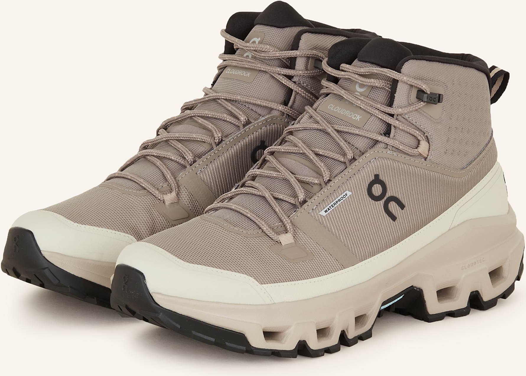 Thumbnail - On Wanderschuhe Cloudrock Mid Wp beige