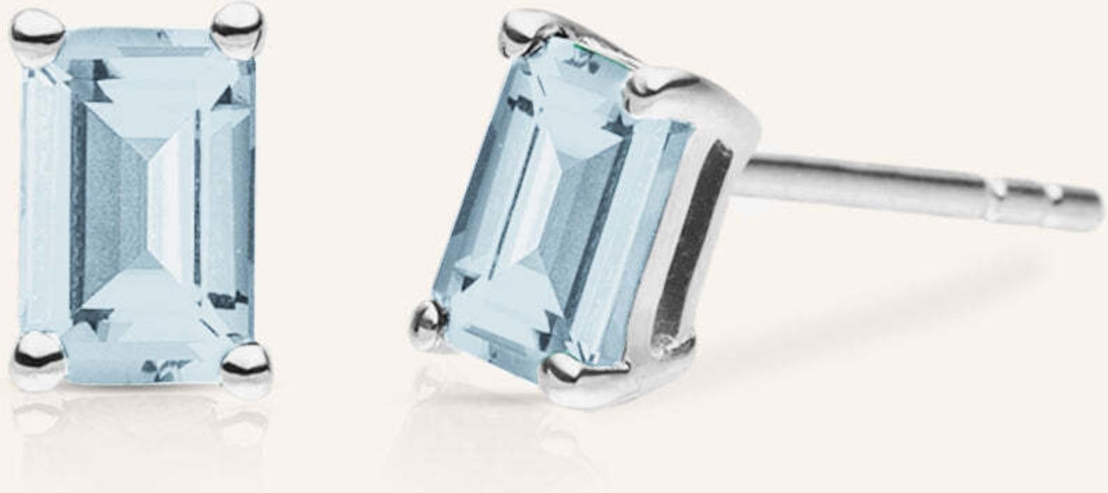 Veynou Ohrstecker Sora Aus 14 Karat Weißgold Und 1.40ct. Lab-Grown Aquamarin silber