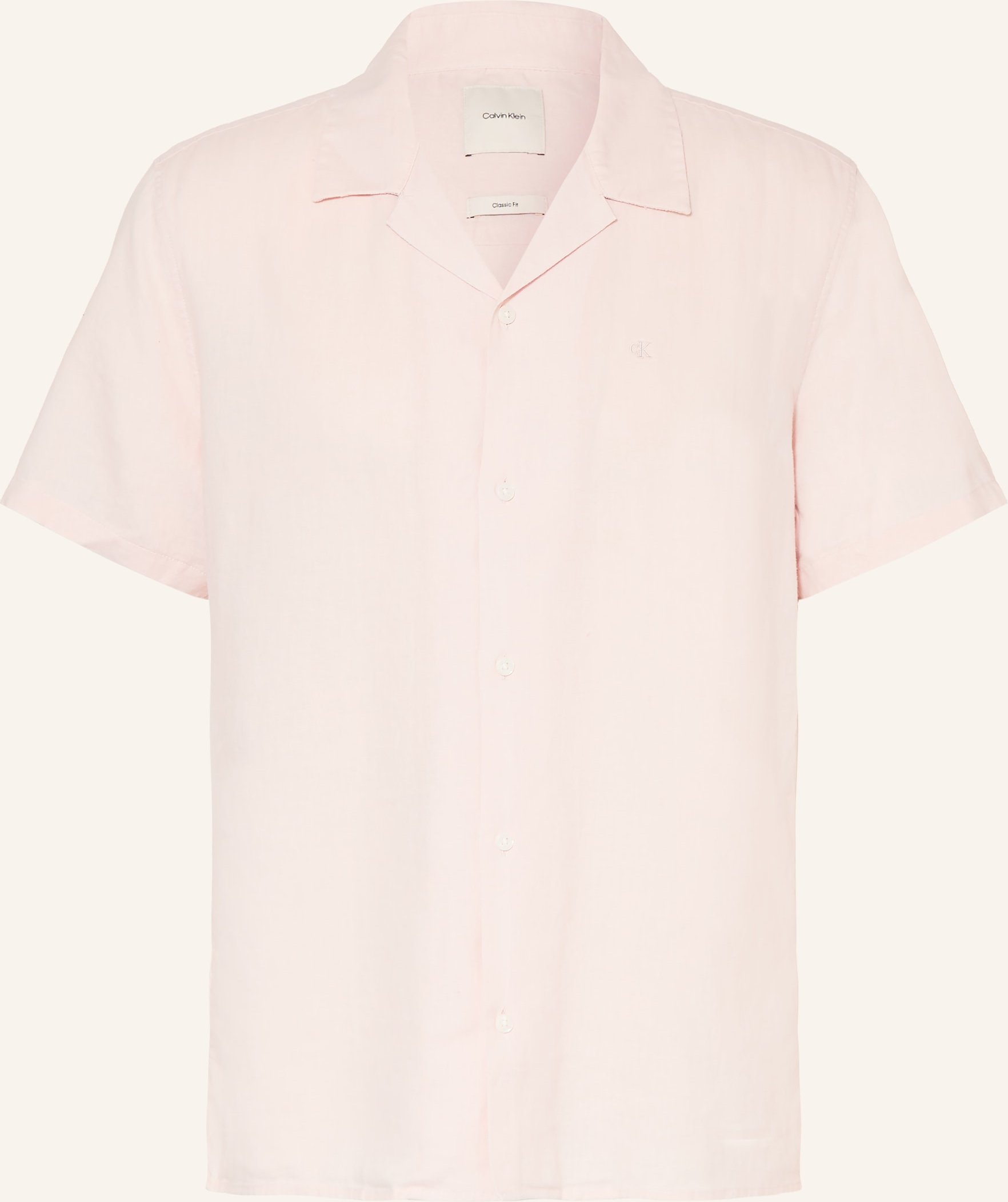 Calvin Klein Resorthemd Classic Fit Mit Leinen rosa