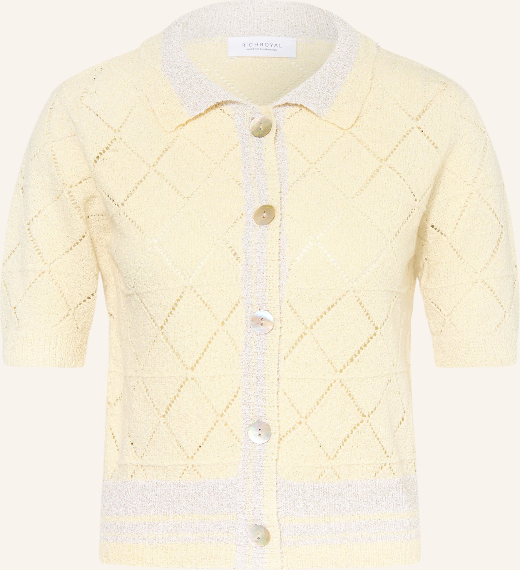 Rich & Royal Strickjacke Mit Glitzergarn gelb