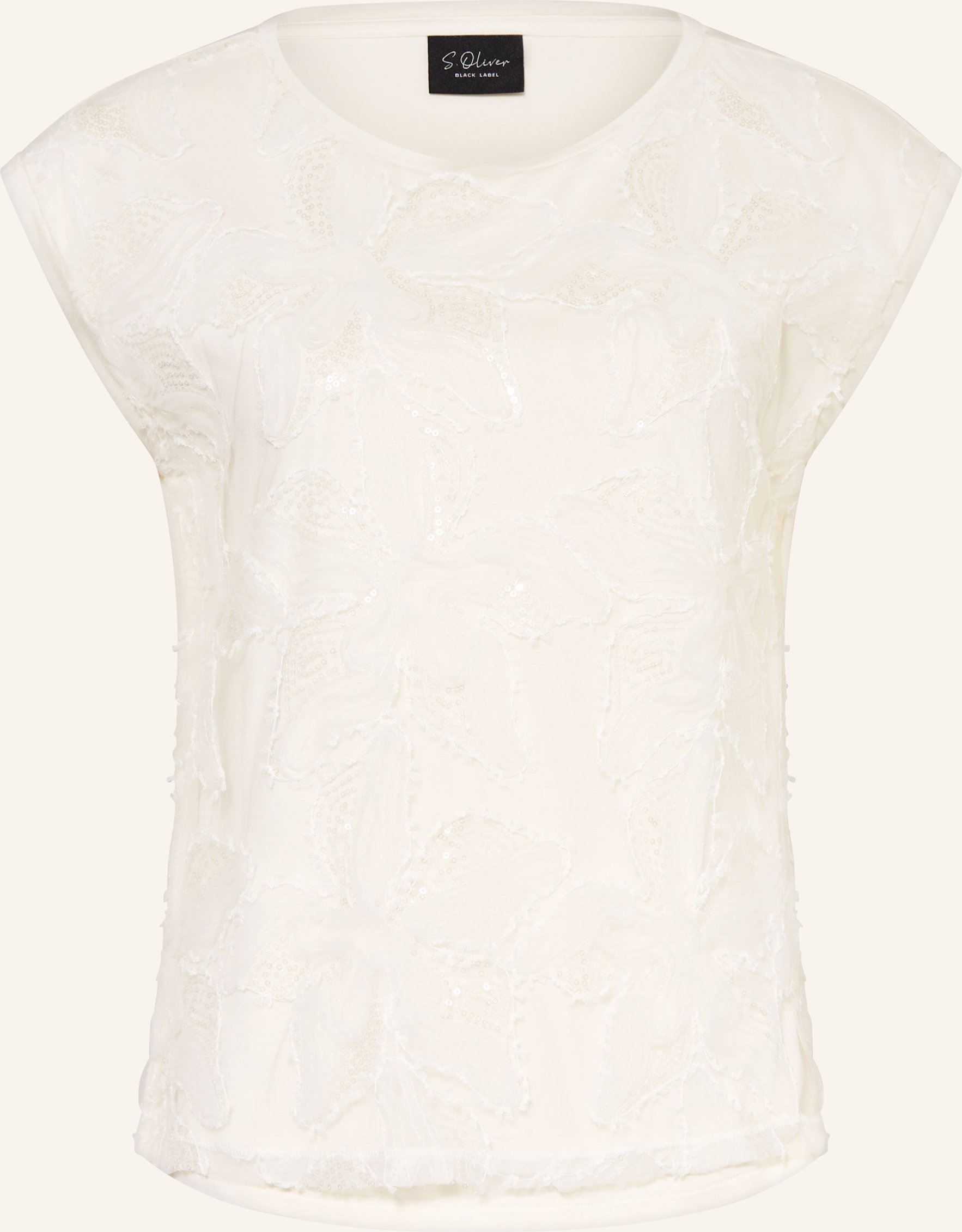 S.Oliver Black Label T-Shirt Mit Pailletten weiss