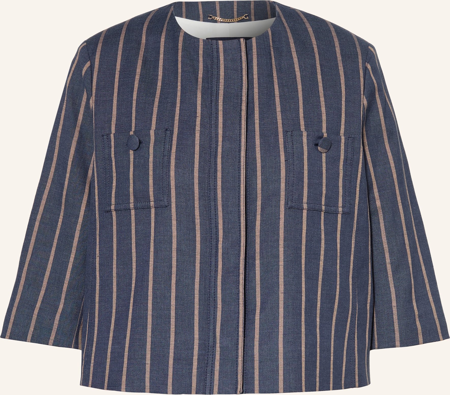 Pamela Henson Kastenjacke Philka Mit 3/4-Arm blau