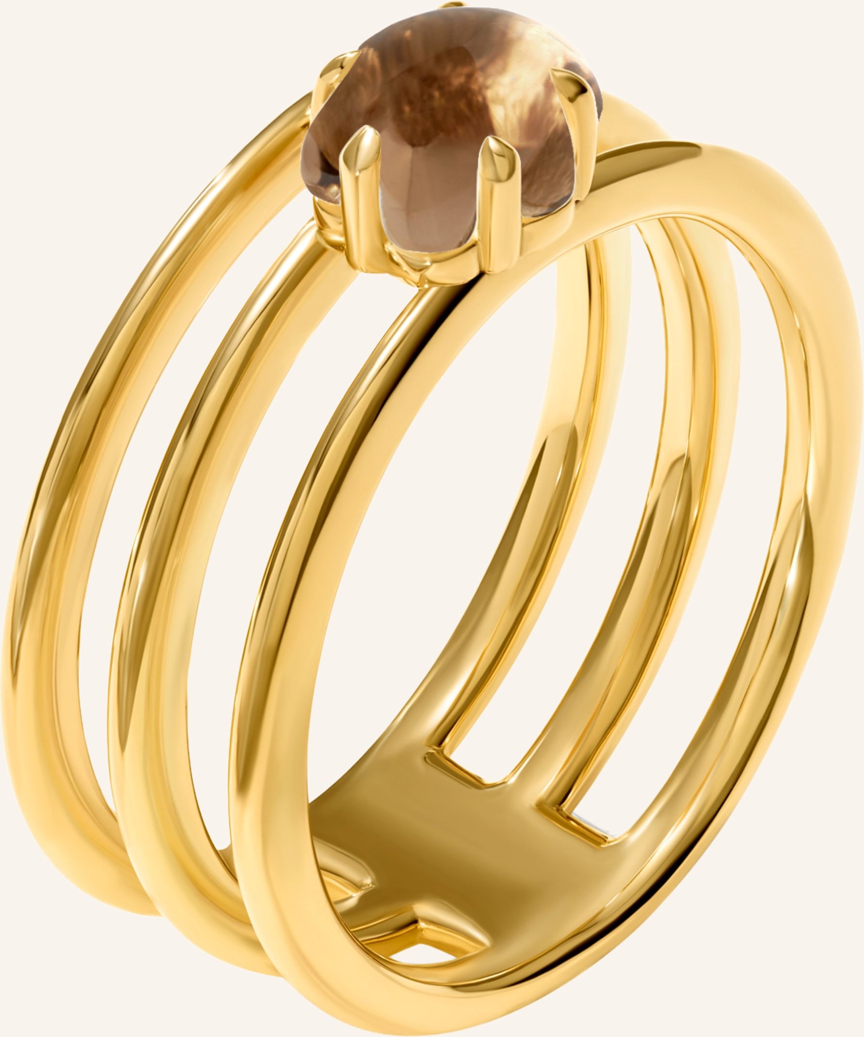 Vieri Ring Wolke Rauchquarz Dreireihig gold