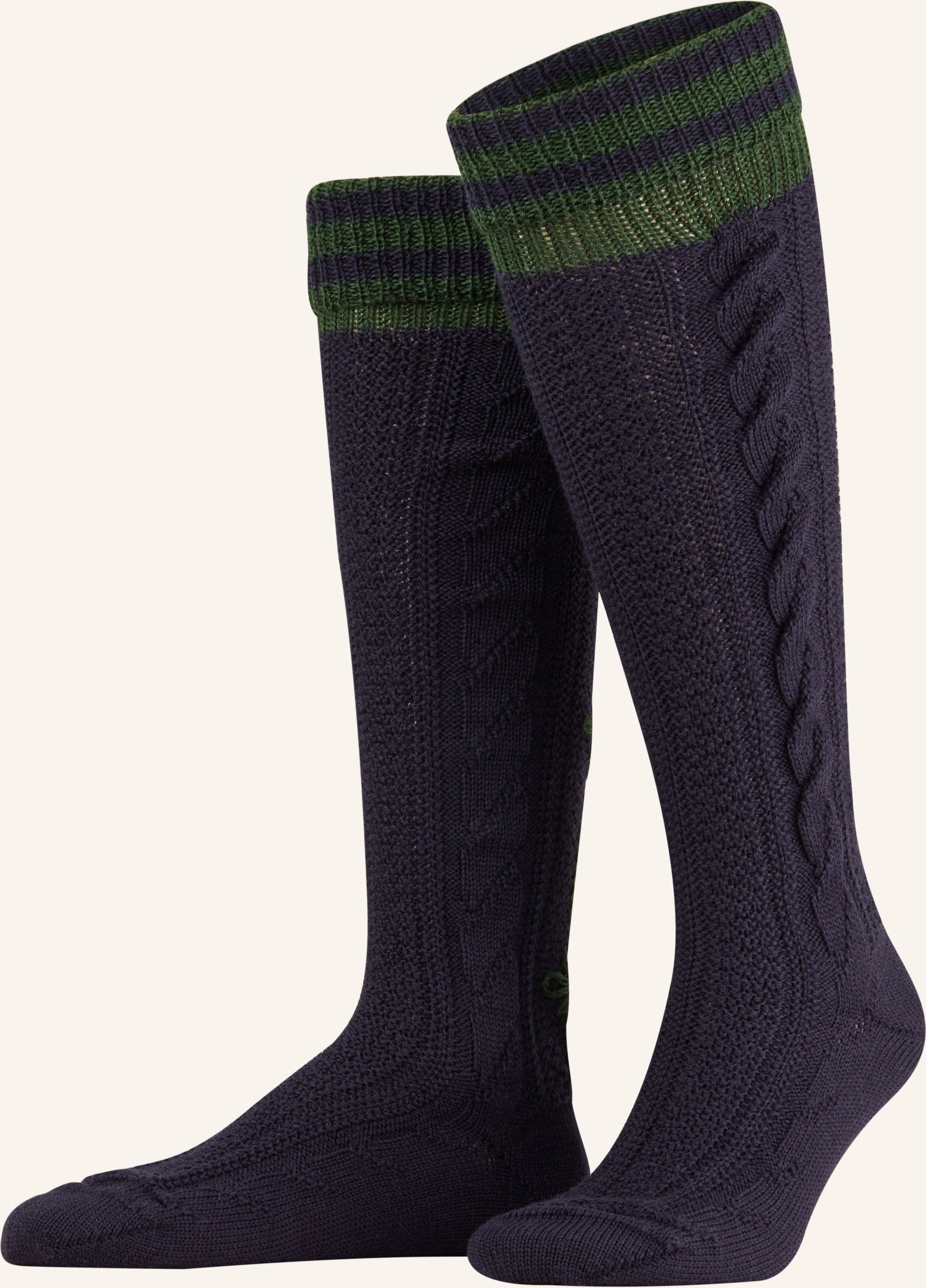 Lusana Trachten-Kniestrümpfe Aus Merinowolle blau