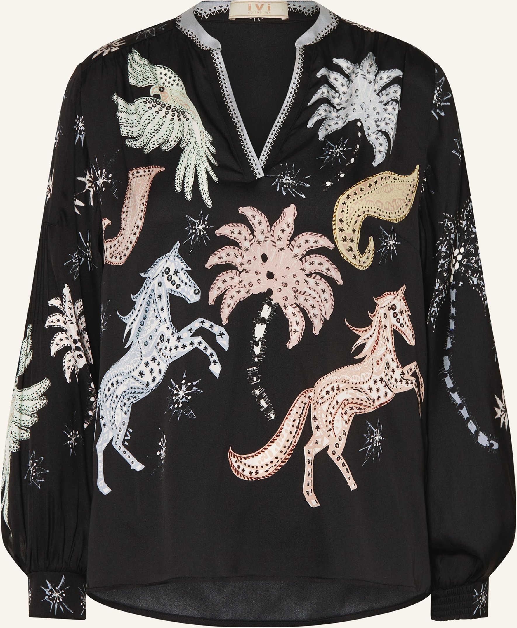 Ivi Collection Blusenshirt Aus Seide schwarz