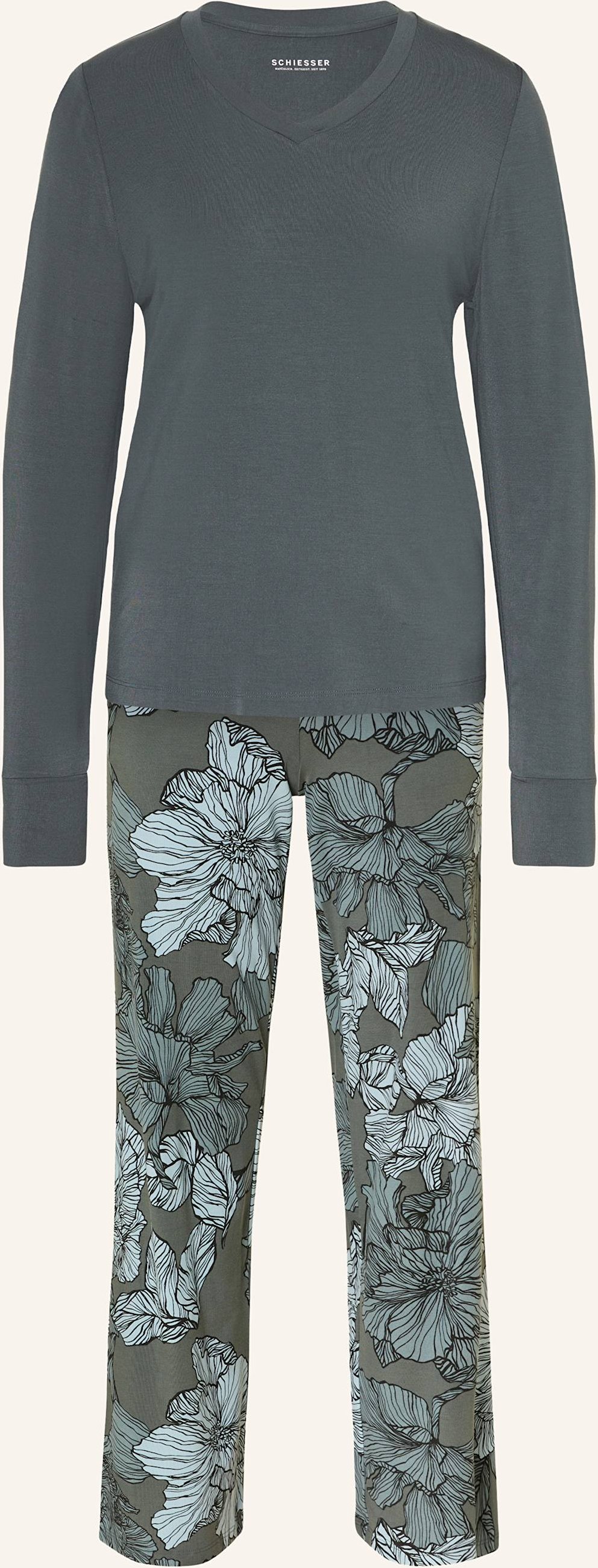 Schiesser Schlafanzug Selected Premium gruen