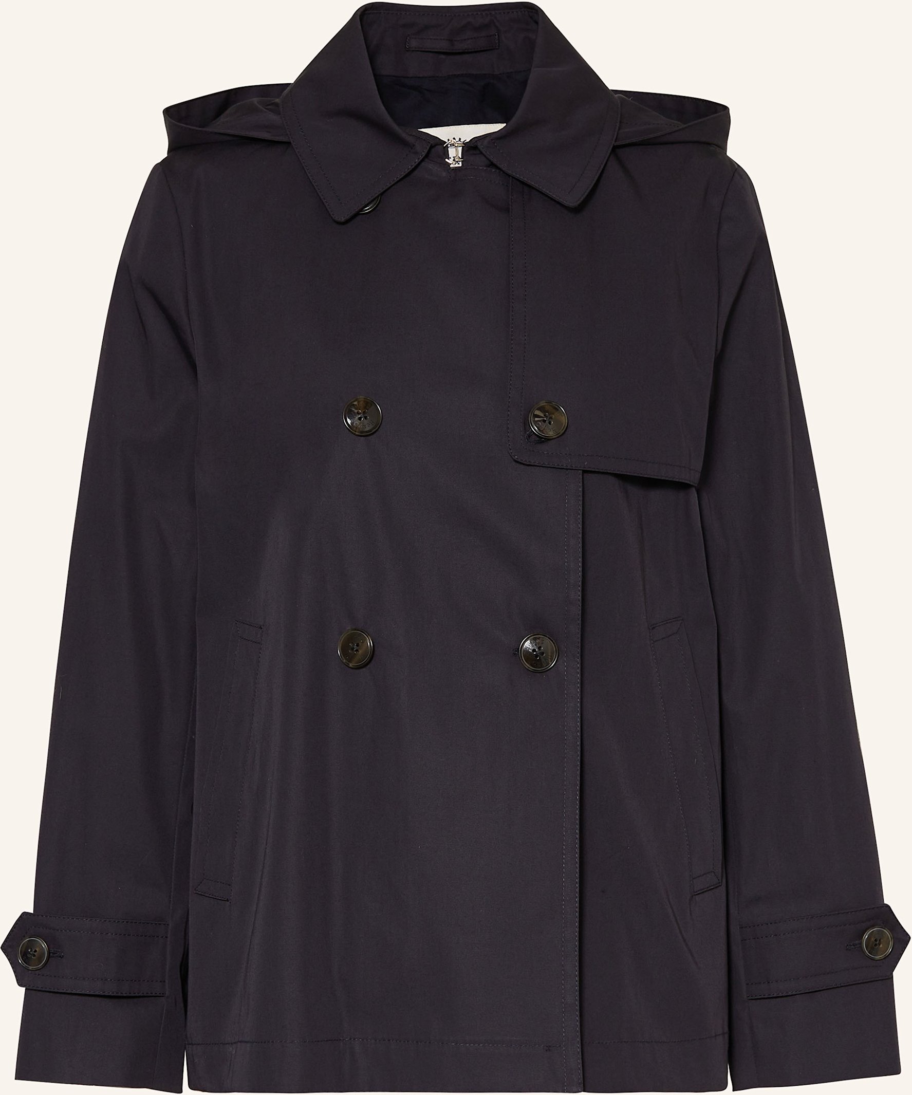 Herno Trenchcoat Mit Abnehmbarer Kapuze blau