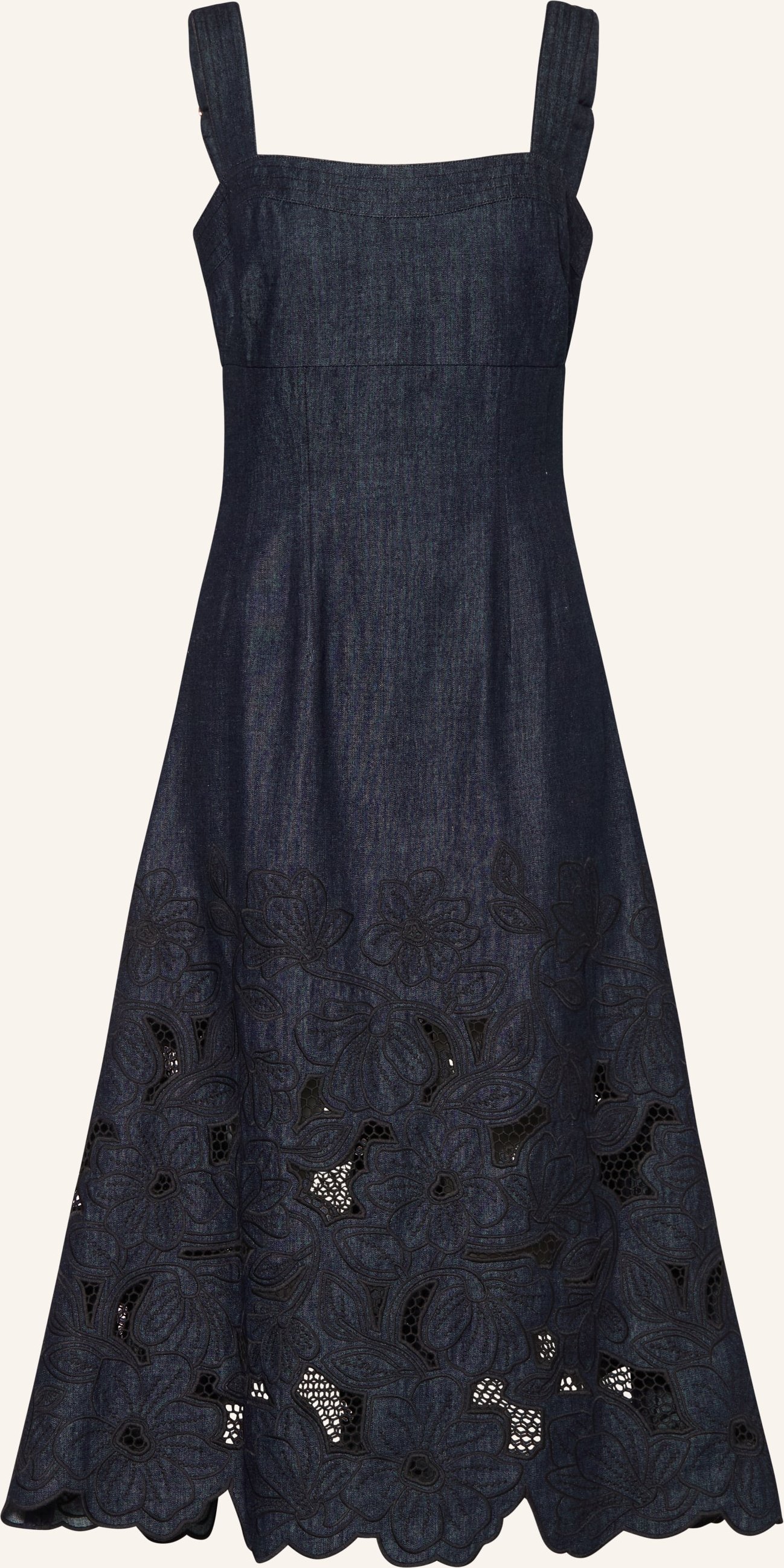 Veronica Beard Kleid Rosaura In Jeansoptik Mit Lochspitze blau