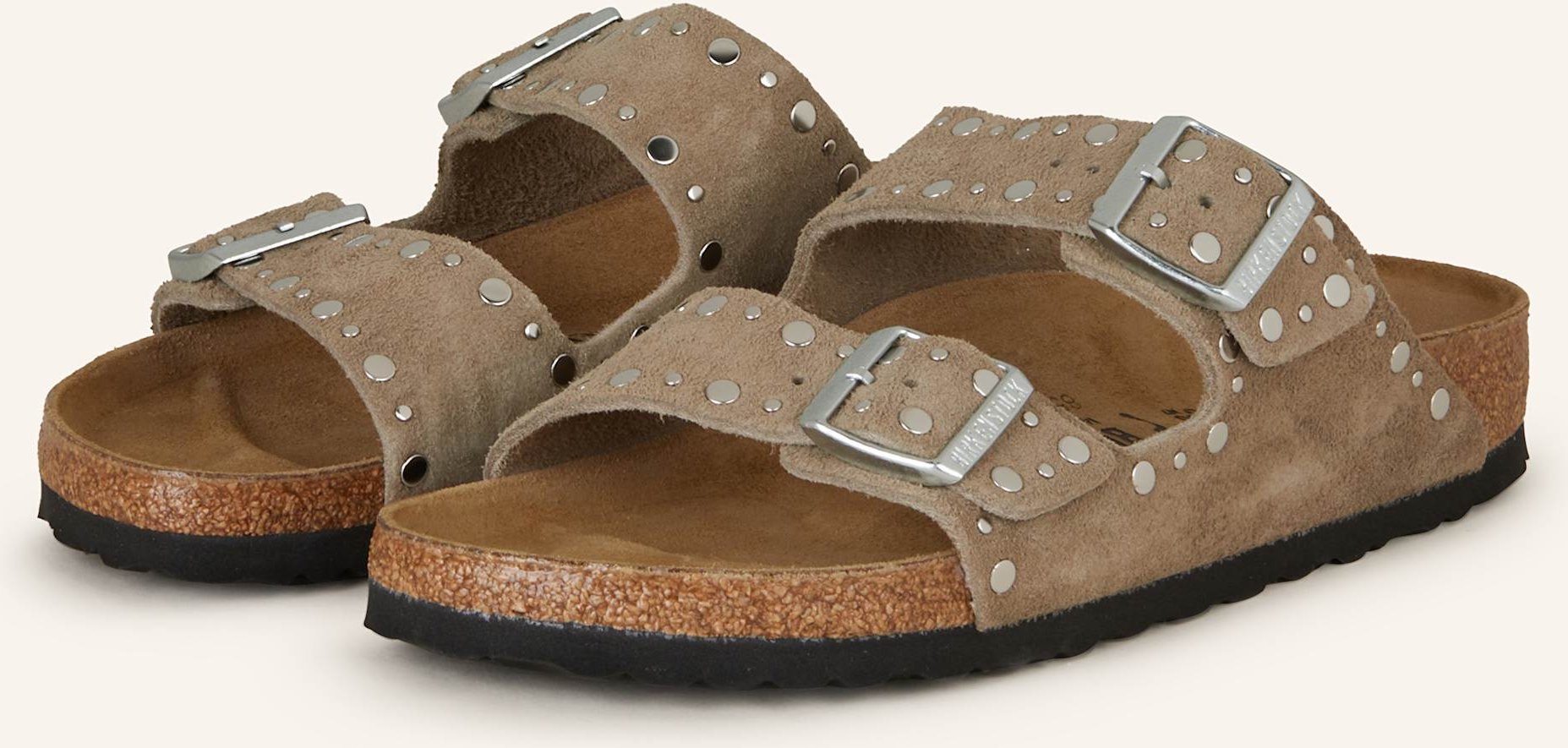 Thumbnail - Birkenstock Pantoletten Arizona Rivet Leve beige