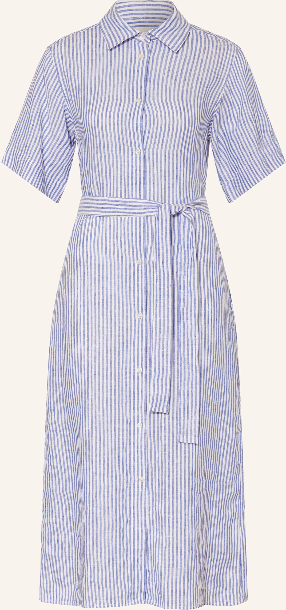 Gant Hemdblusenkleid Aus Leinen blau