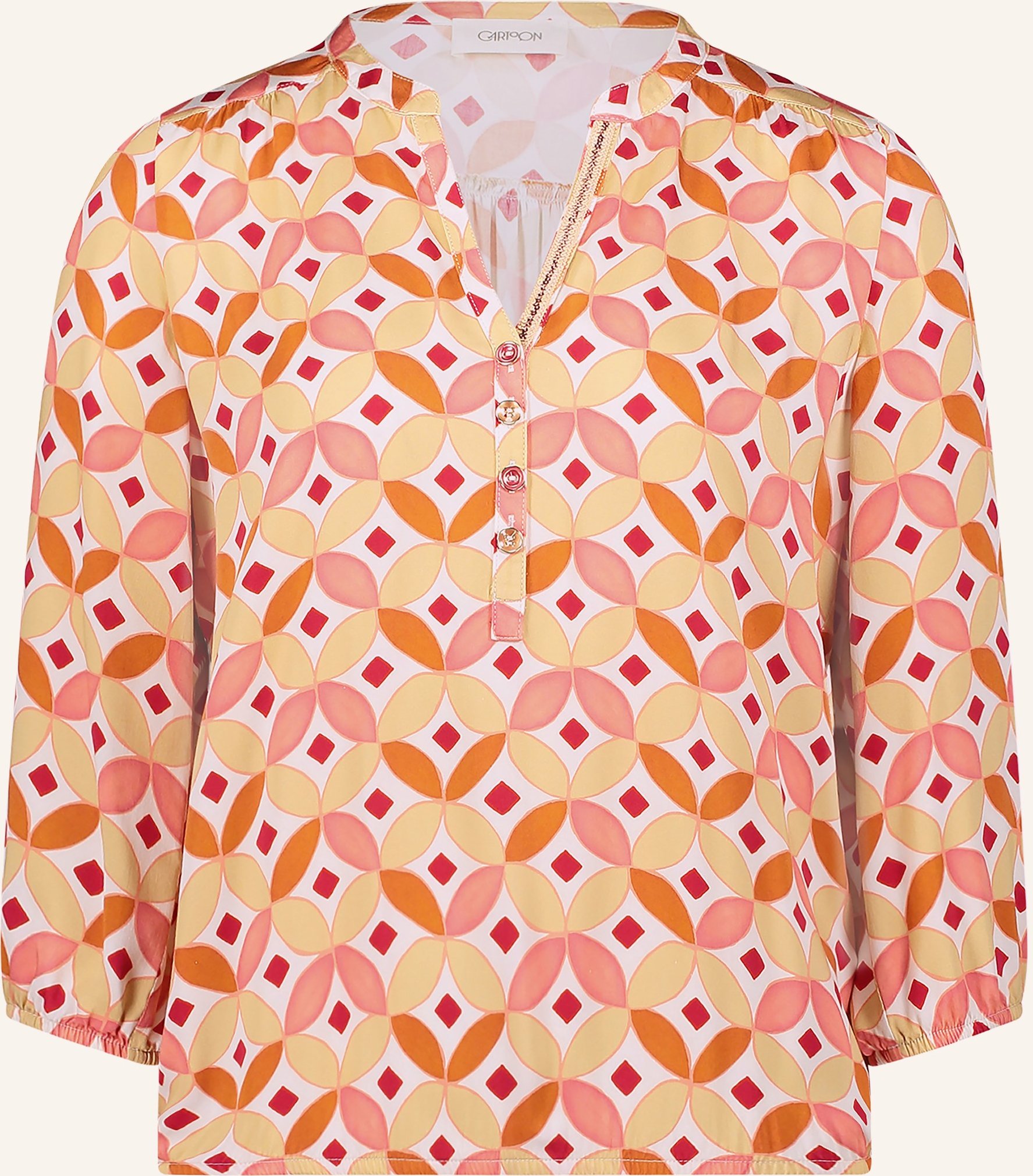 Cartoon Blusenshirt Mit 3/4-Arm rosa