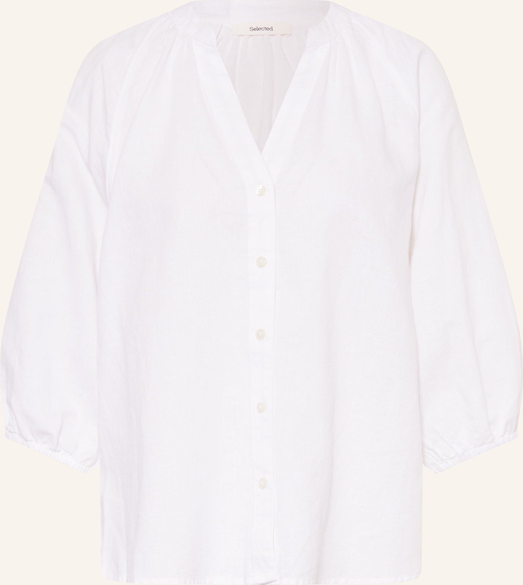 Selected Femme Bluse Mit Leinen Und 3/4-Arm weiss