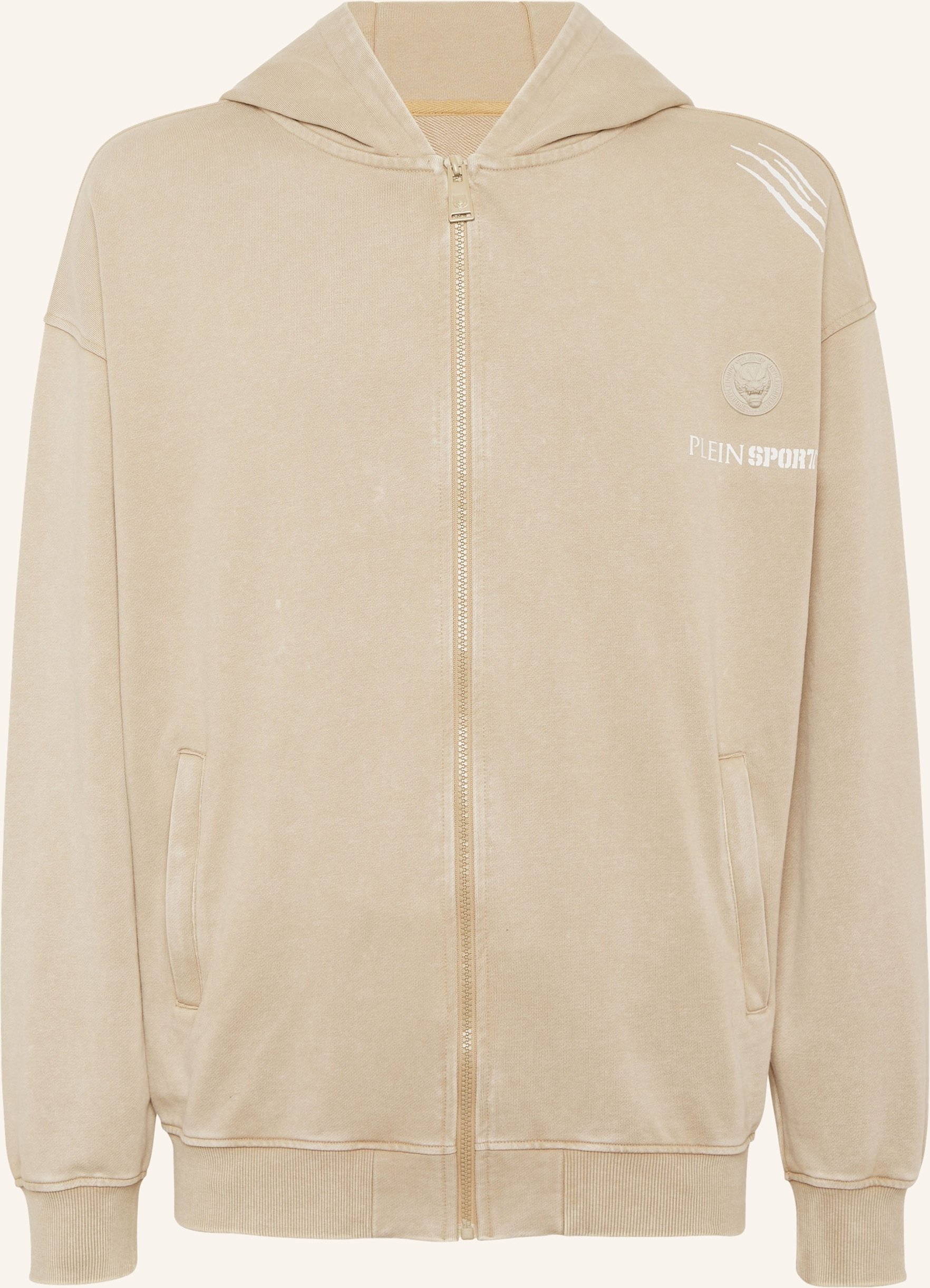 Plein Sport Kapuzen-Sweatjacket beige