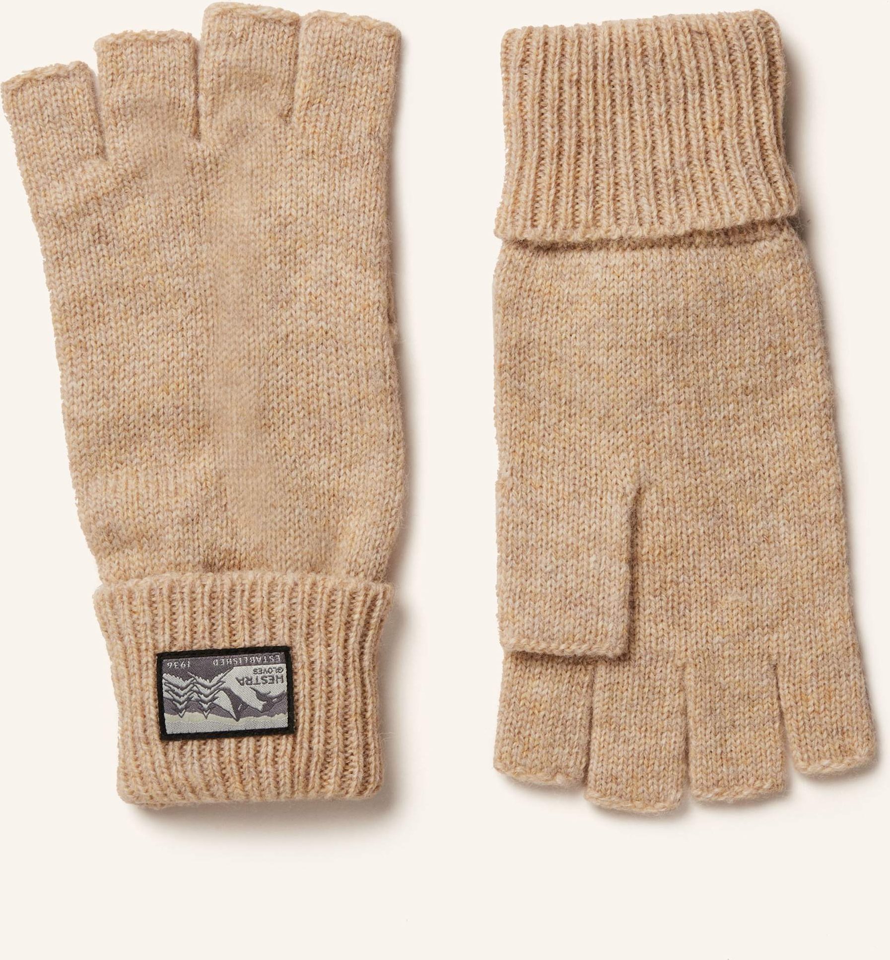 Hestra Handschuhe Raggwool Half Finger beige