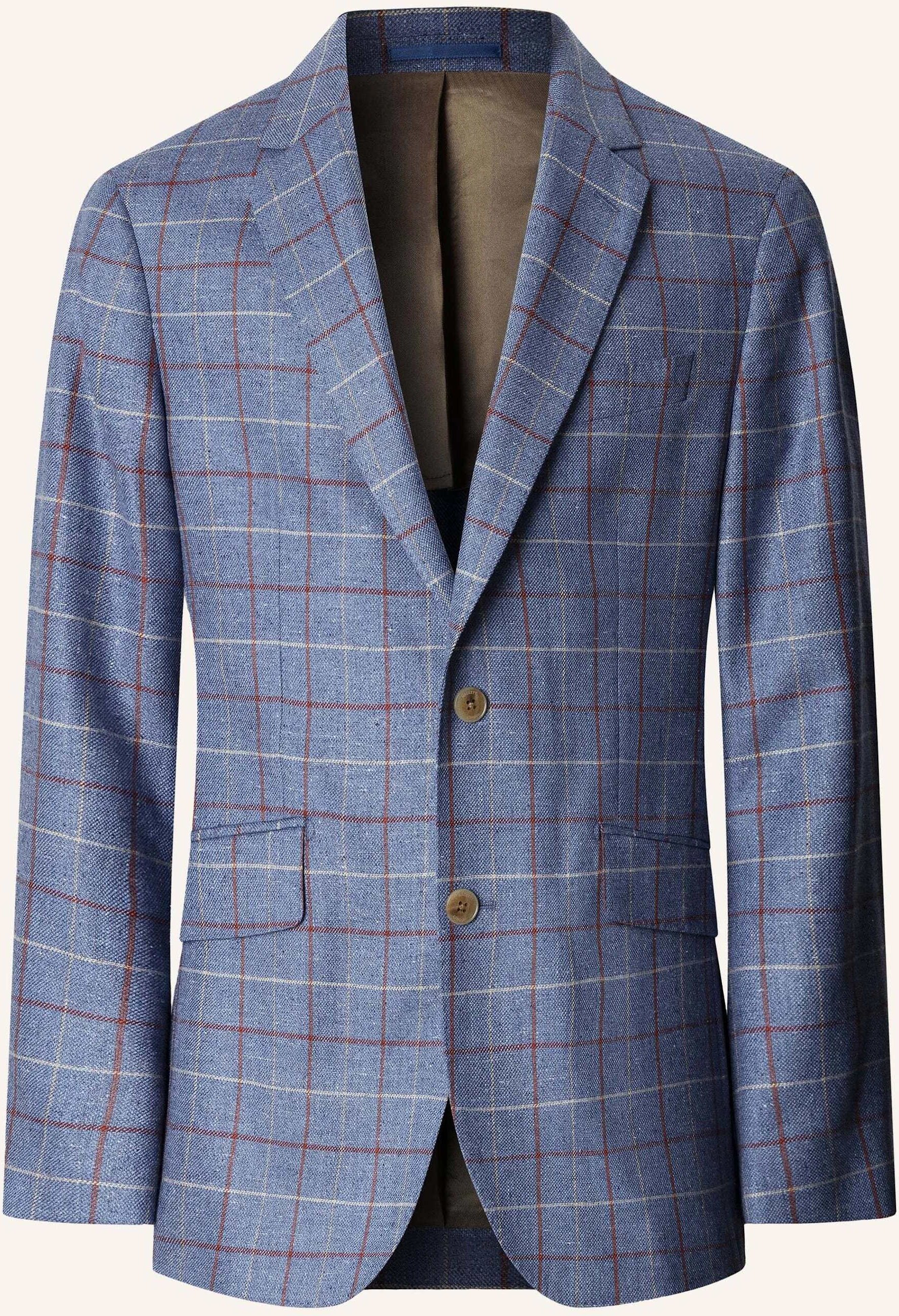 Hackett London Blazer Silk Wool Tattersall blau