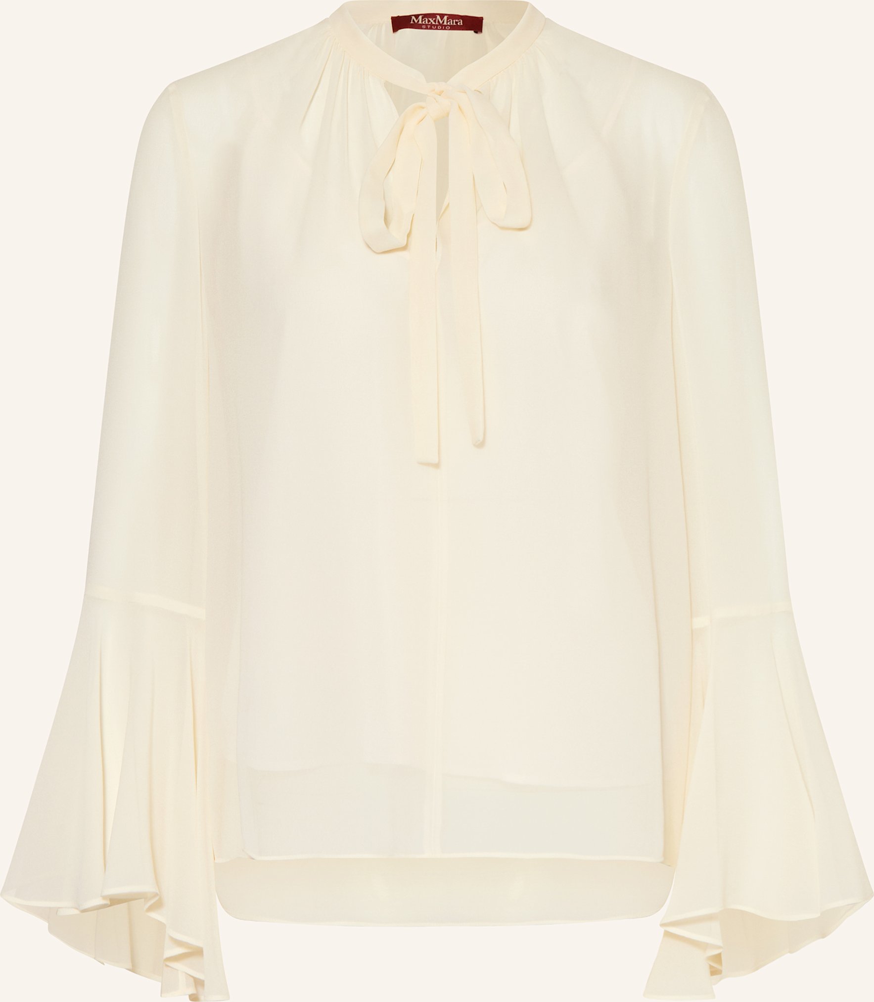 Max Mara Studio Schluppenbluse Cuba Aus Seide Mit Volants beige