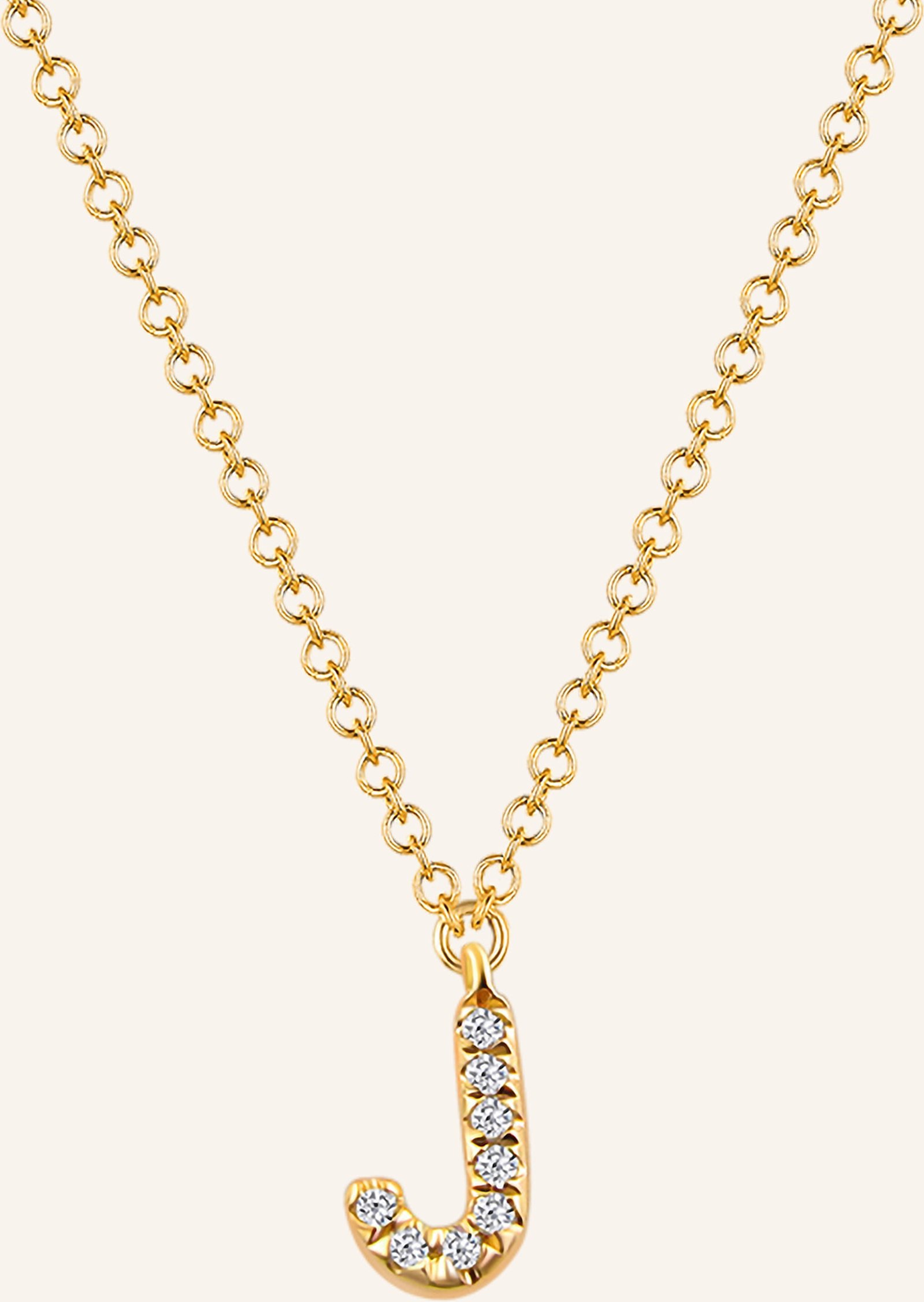 Leaf Initialien Halskette „J“ Aus 14 Karat Gelbgold Mit Diamanten gold