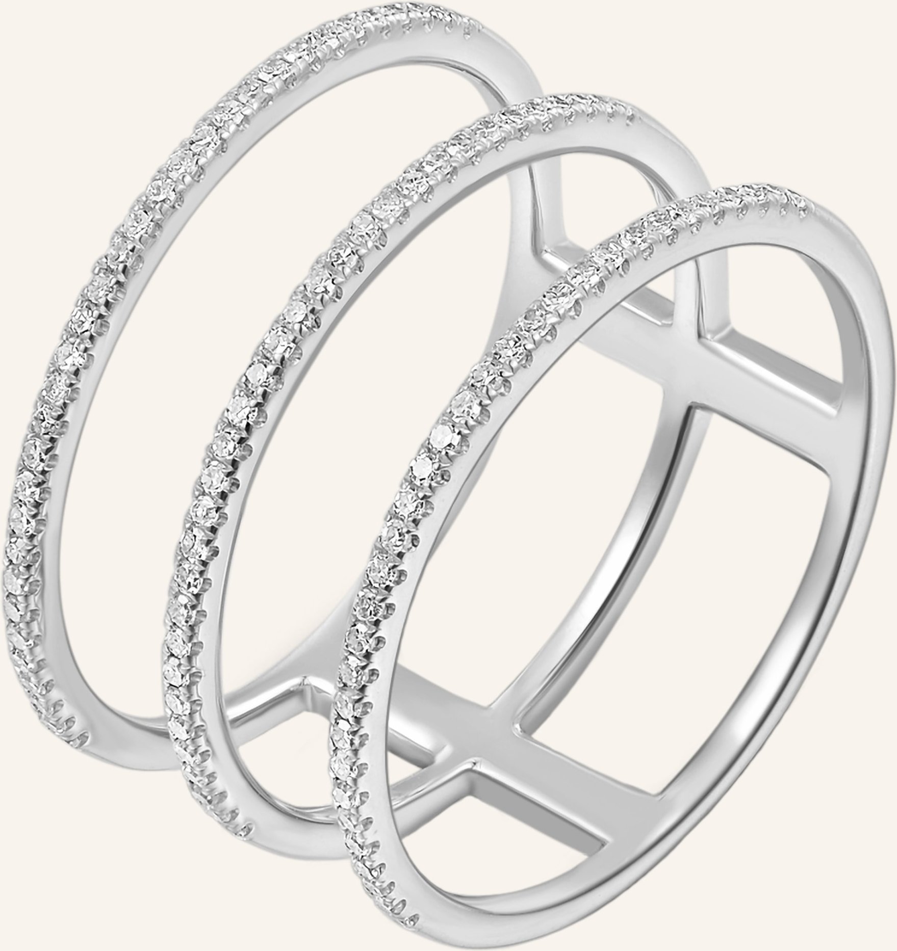 Leaf Ring Triple Aus 18 Karat Weißgold Mit Diamanten silber