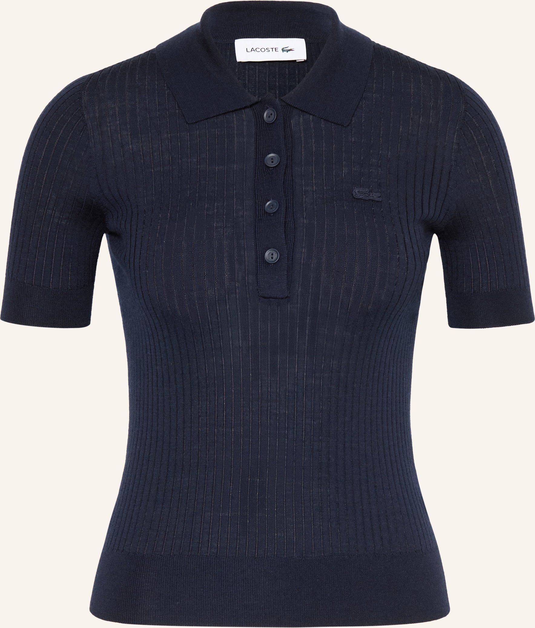 Lacoste Strick-Poloshirt Aus Merinowolle blau