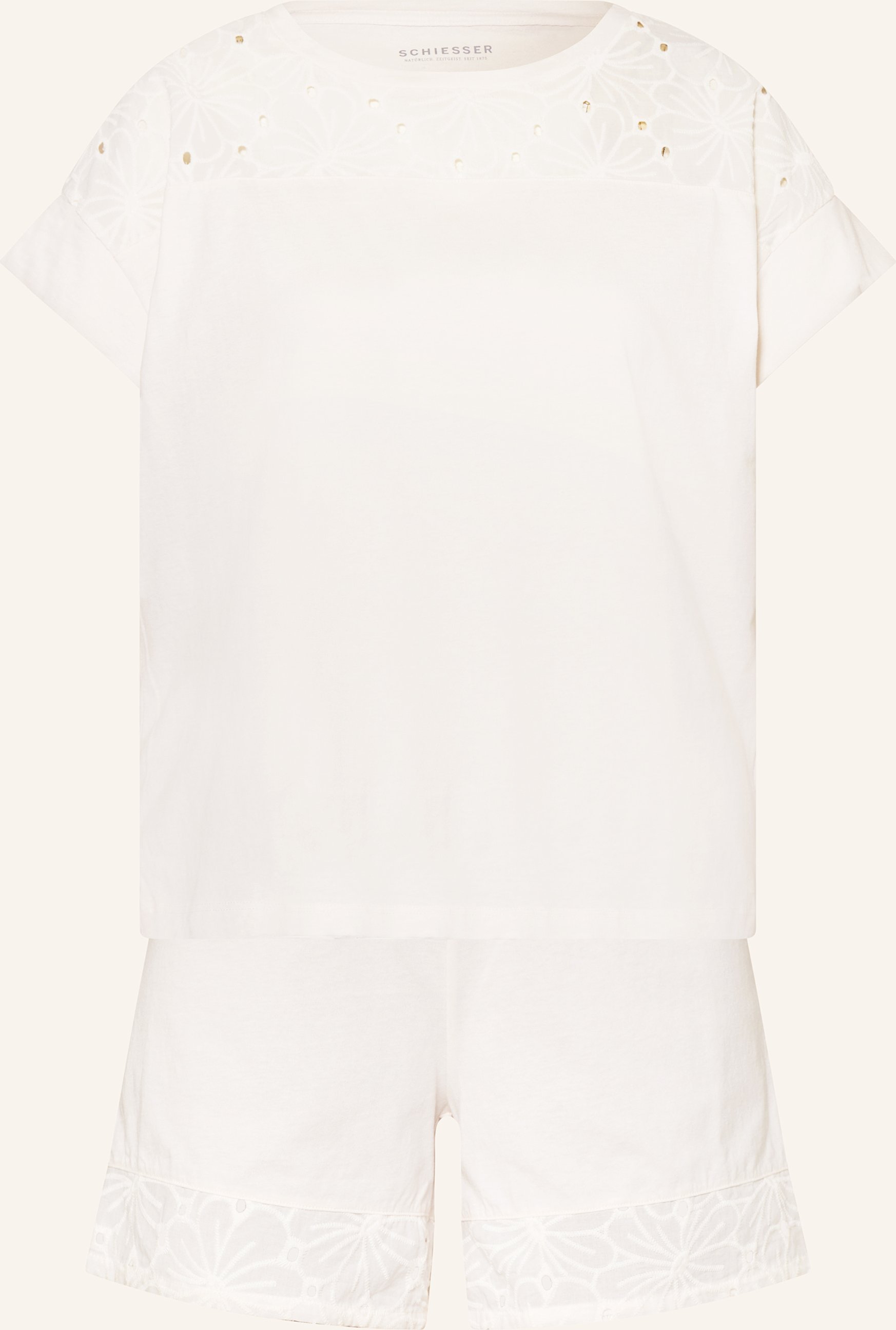 Thumbnail - Schiesser Shorty-Schlafanzug Casual Nightwear weiss