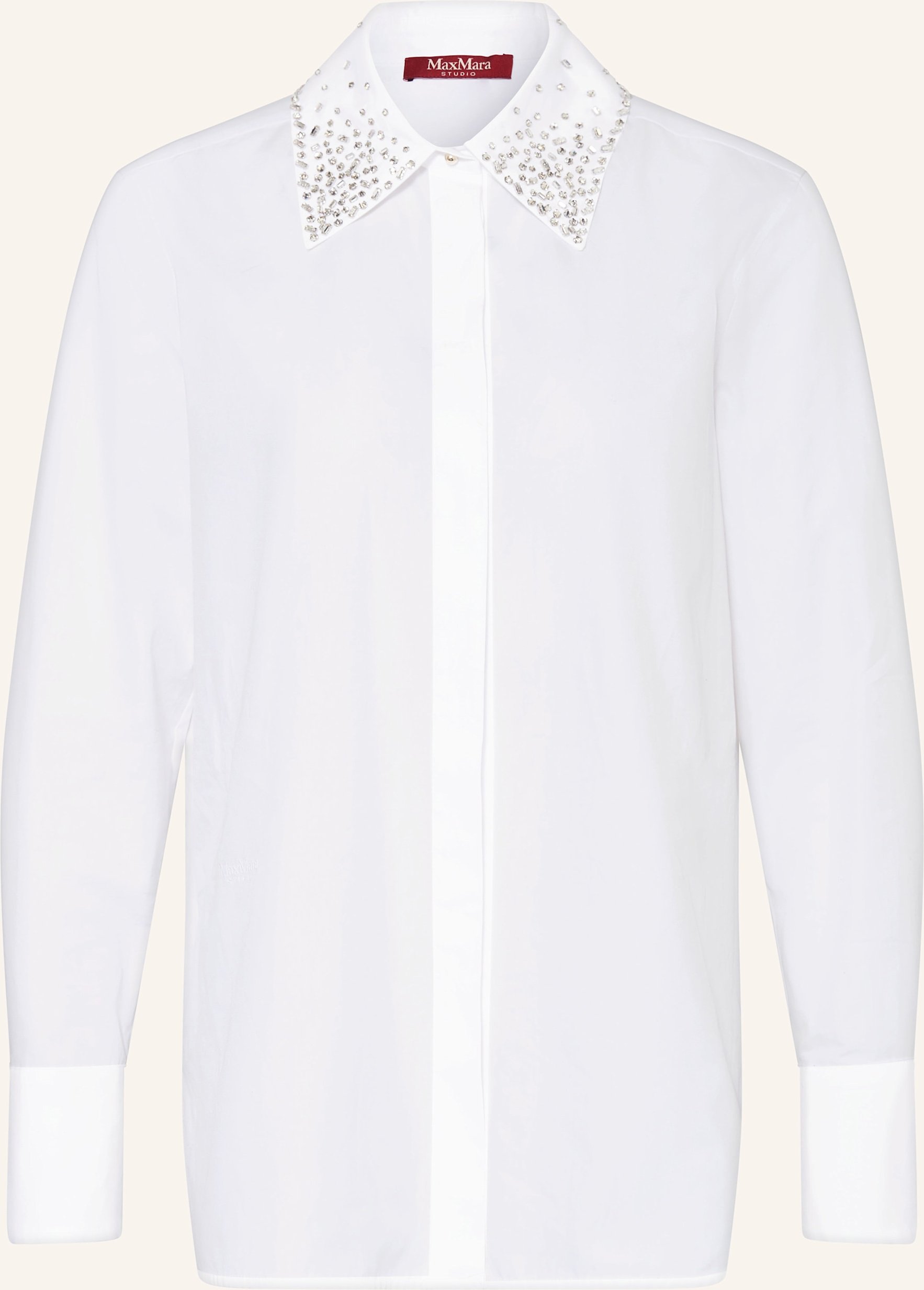 Max Mara Studio Hemdbluse Staffa Mit Schmucksteinen weiss