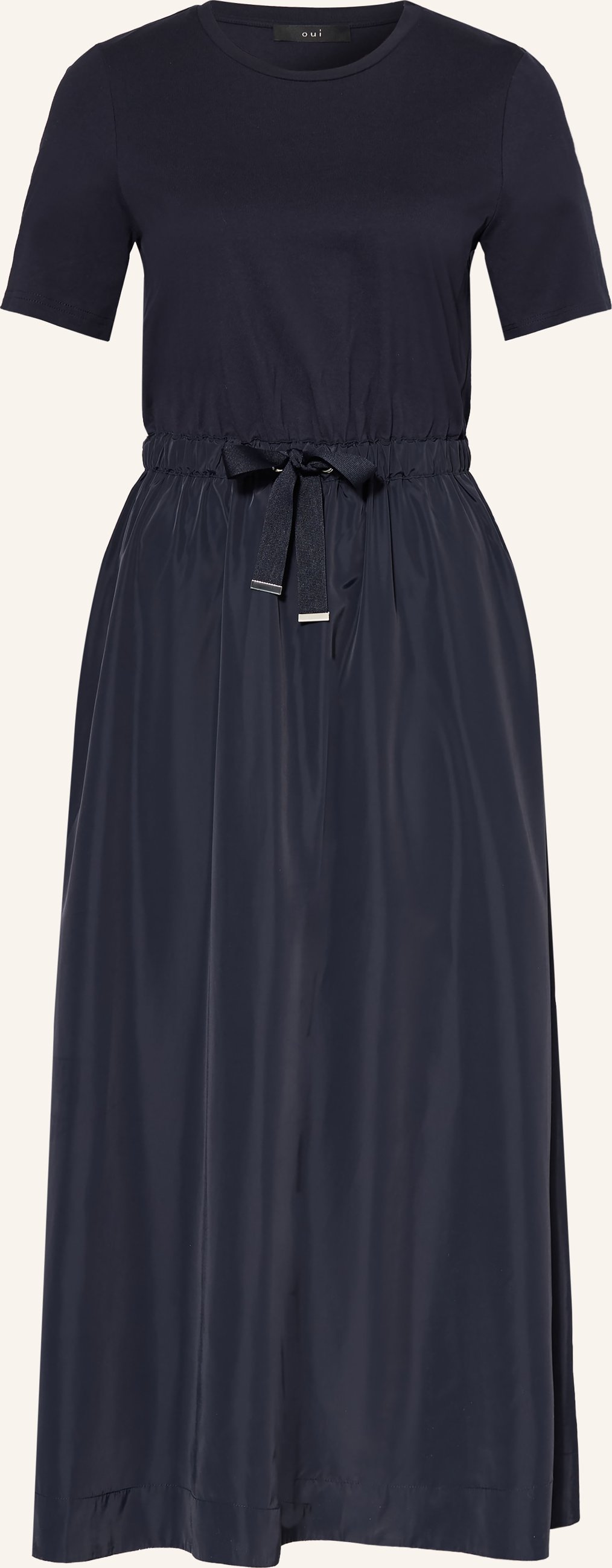 Oui Kleid Im Materialmix blau