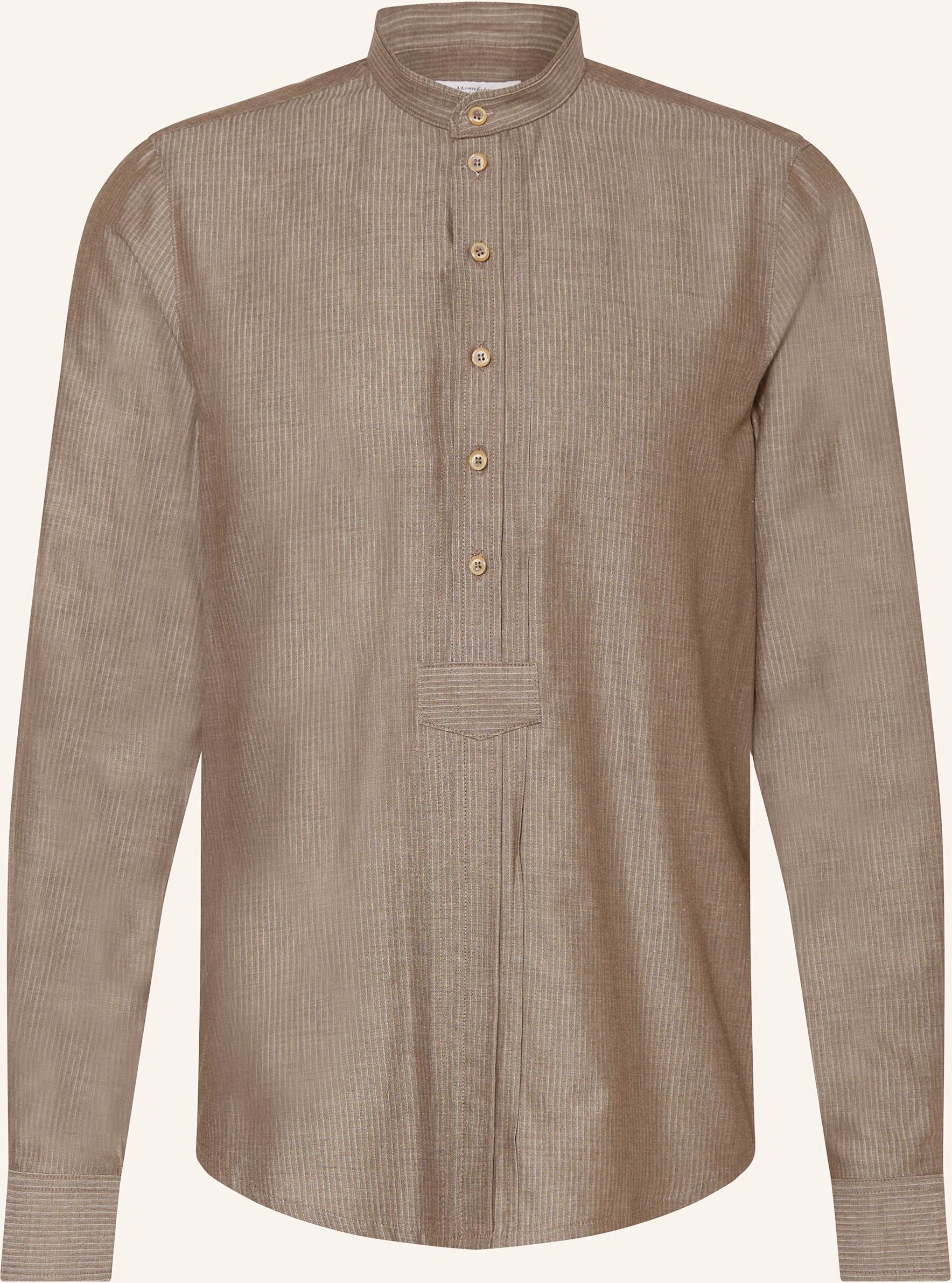 Johann & Johanna Trachtenhemd Slim Fit Mit Stehkragen grau